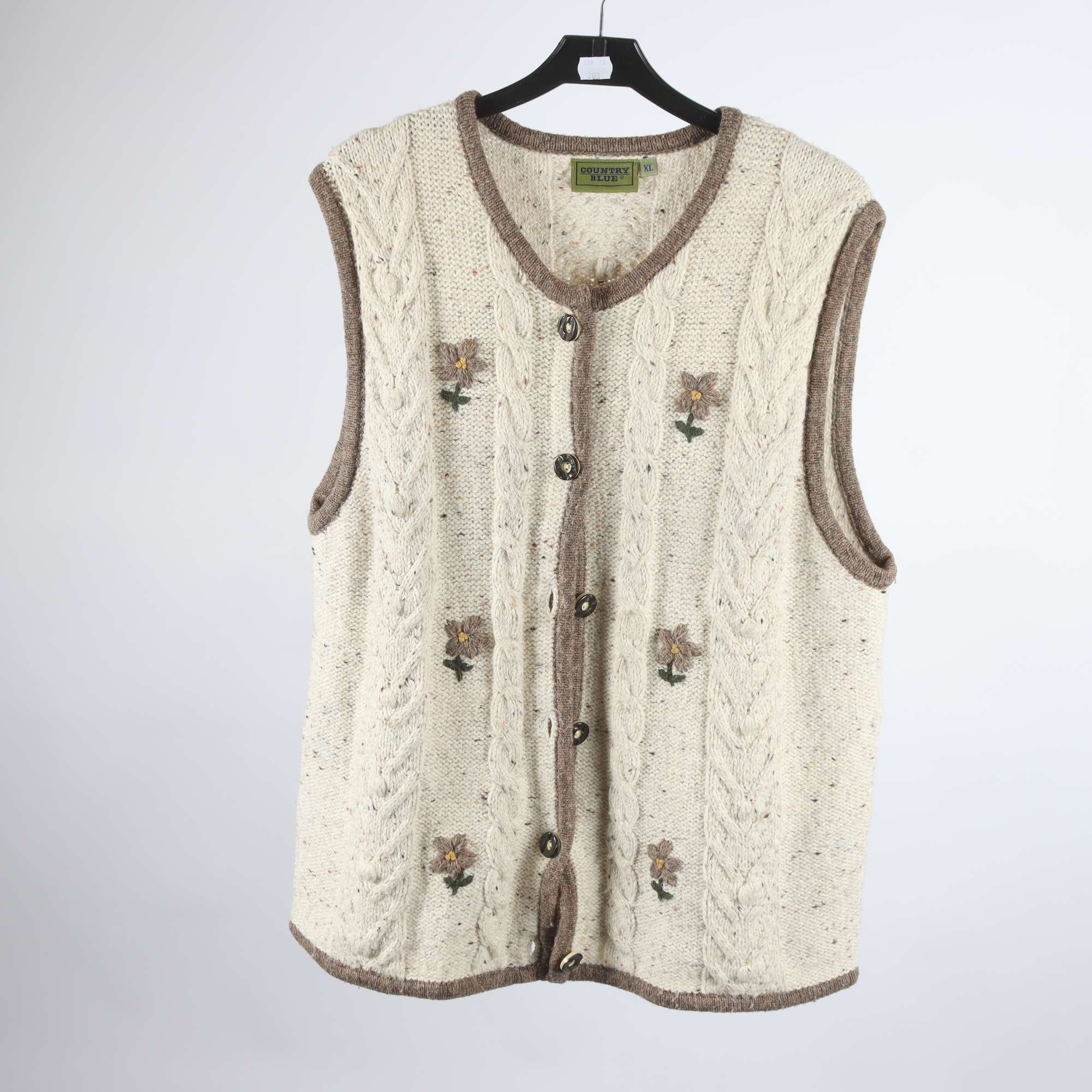 Väst, Country Blue, beige, brun, ull, bomull, stl. XL.
