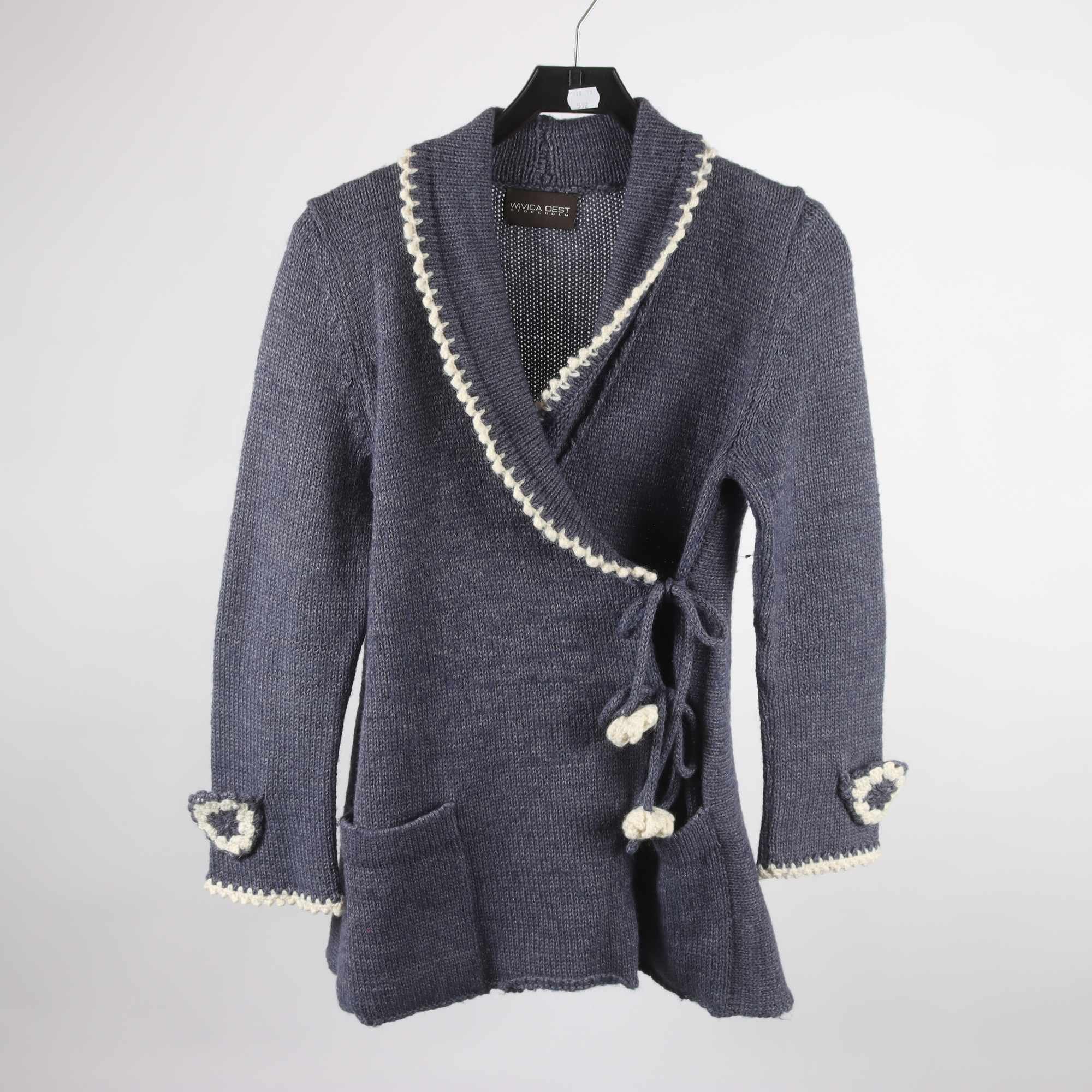 Kofta, Wivica Oest, blå, vit, 100% ull, stl. ca. S.