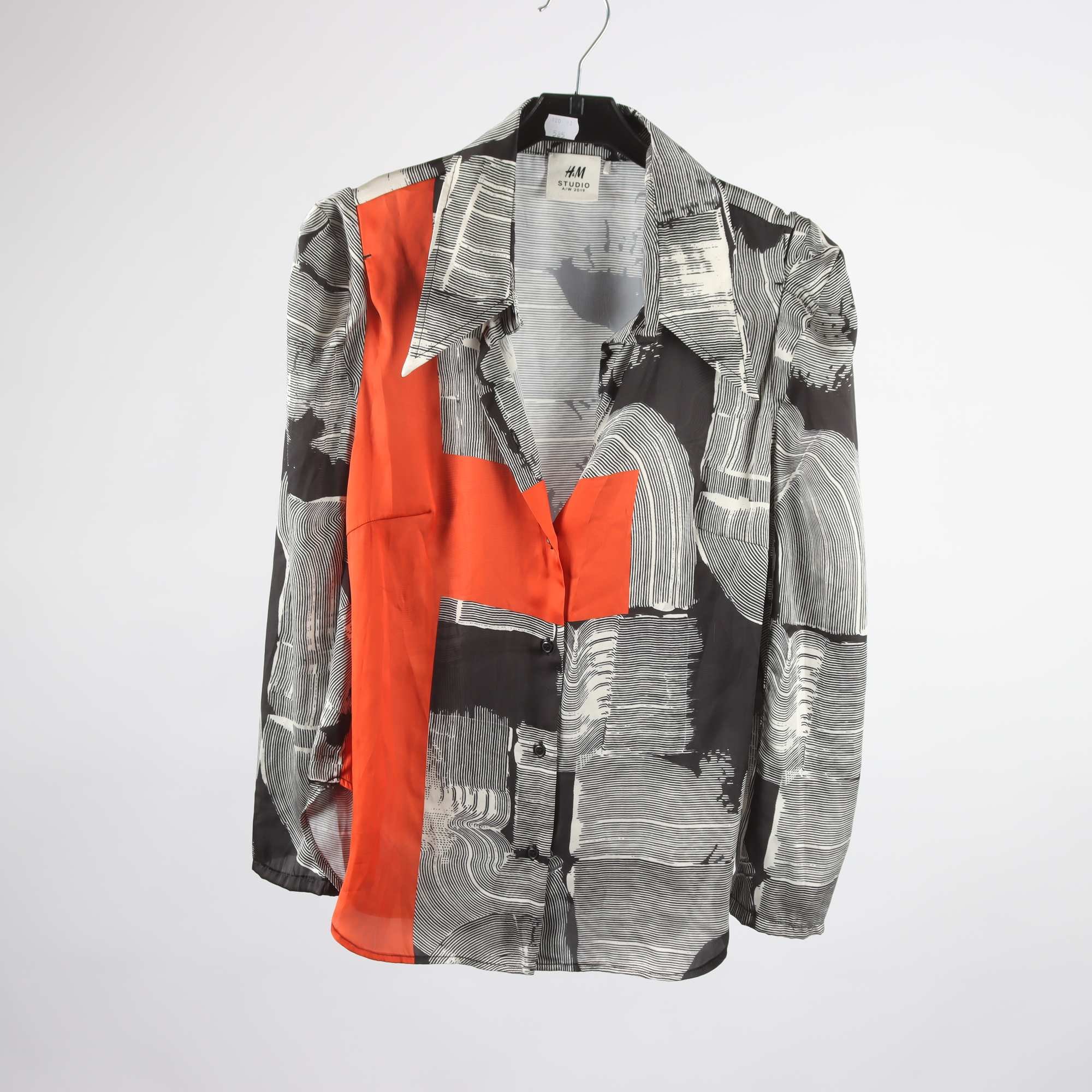 Blus, H&M Studio, svart, orange, stl. 38.