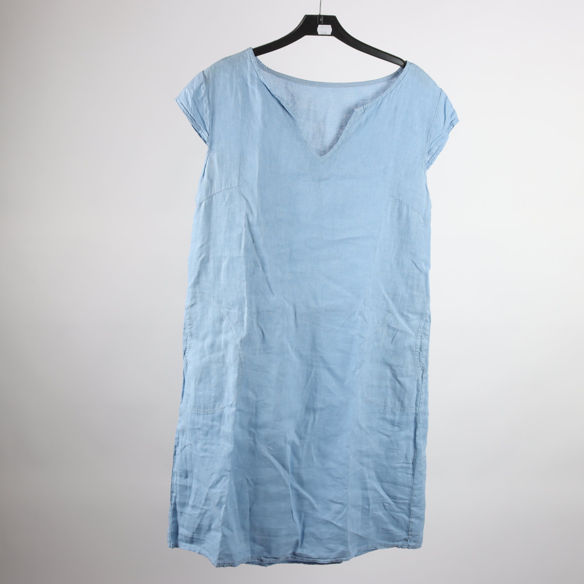 Klänning, Made in Italy, ljusblå, 100% lin, stl. L.