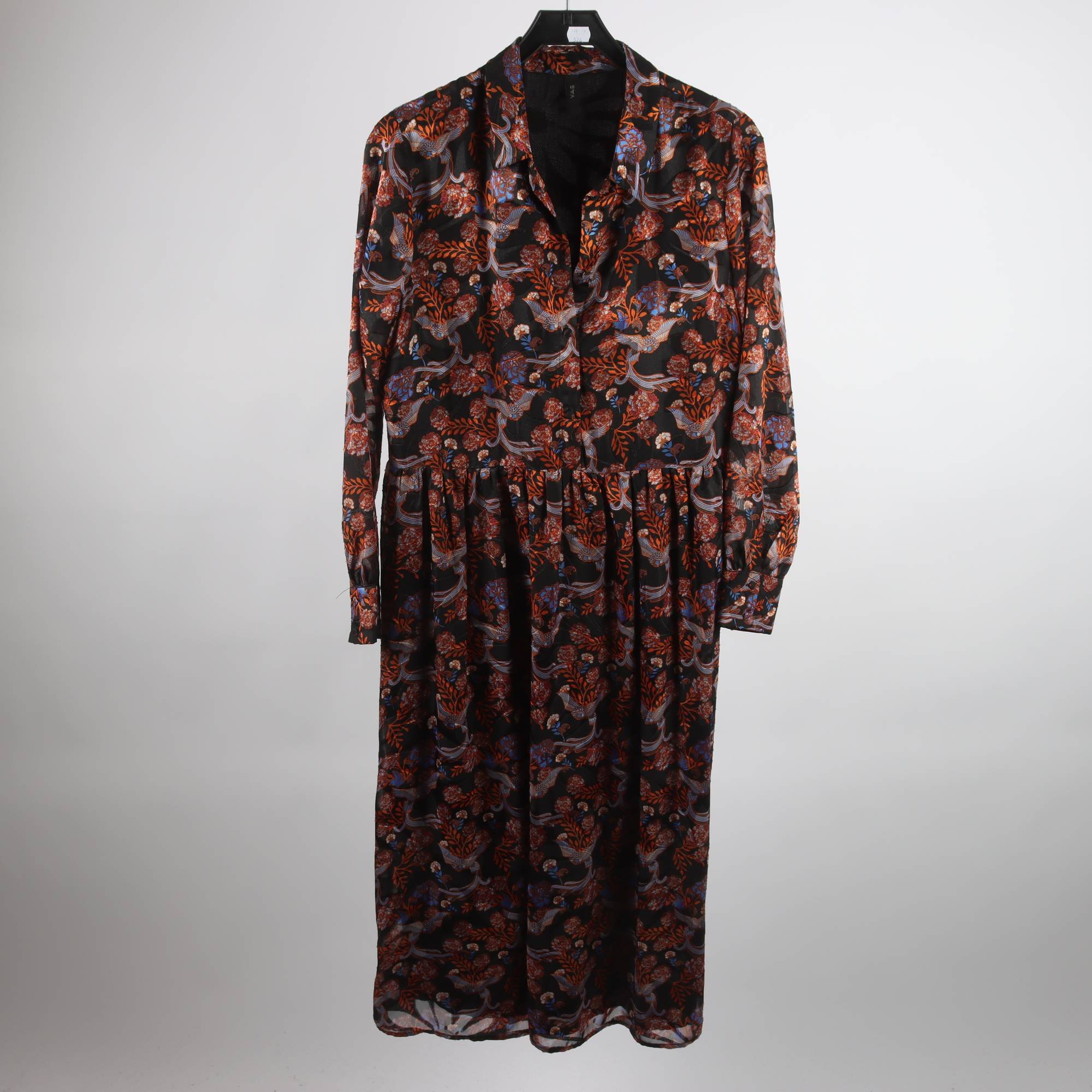 Klänning, Y.A.S, mönstrad, orange, svart, blå, stl. L.