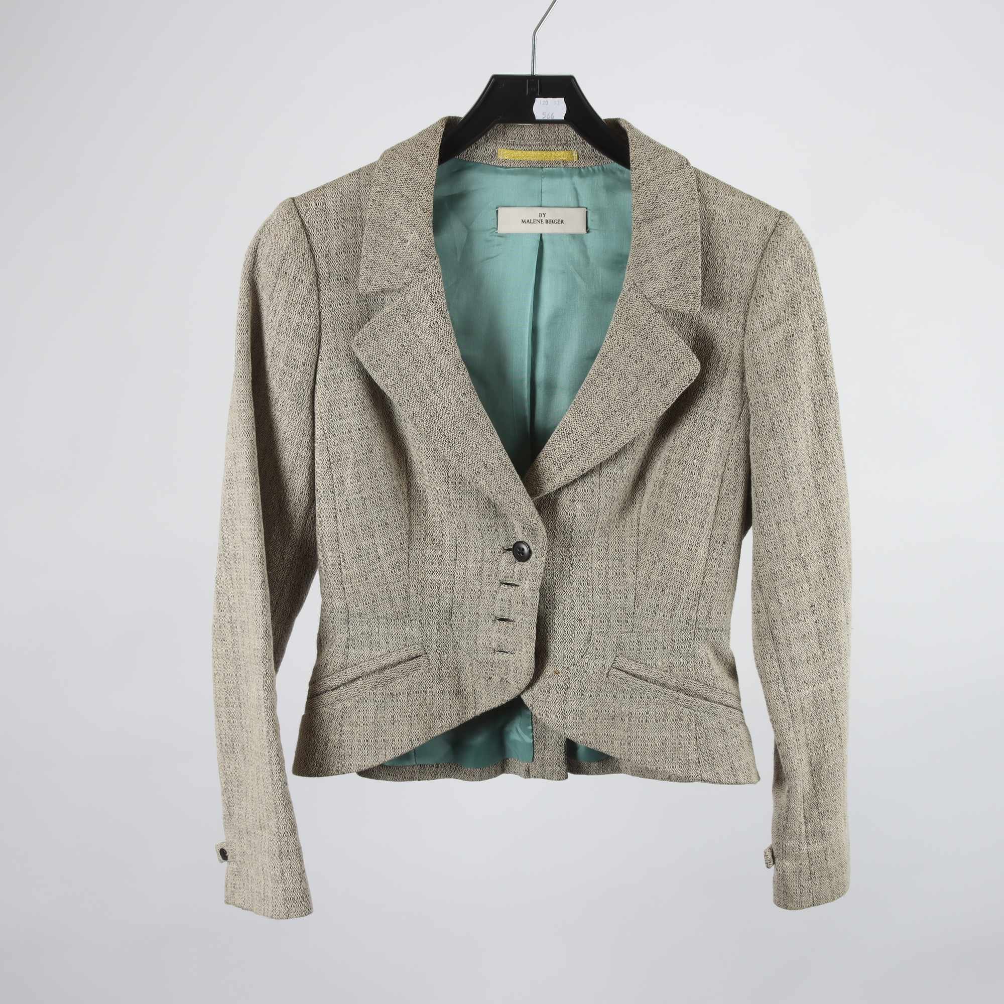 Kavaj, By Malene Birger, grå, lin, bomull, stl. 36.