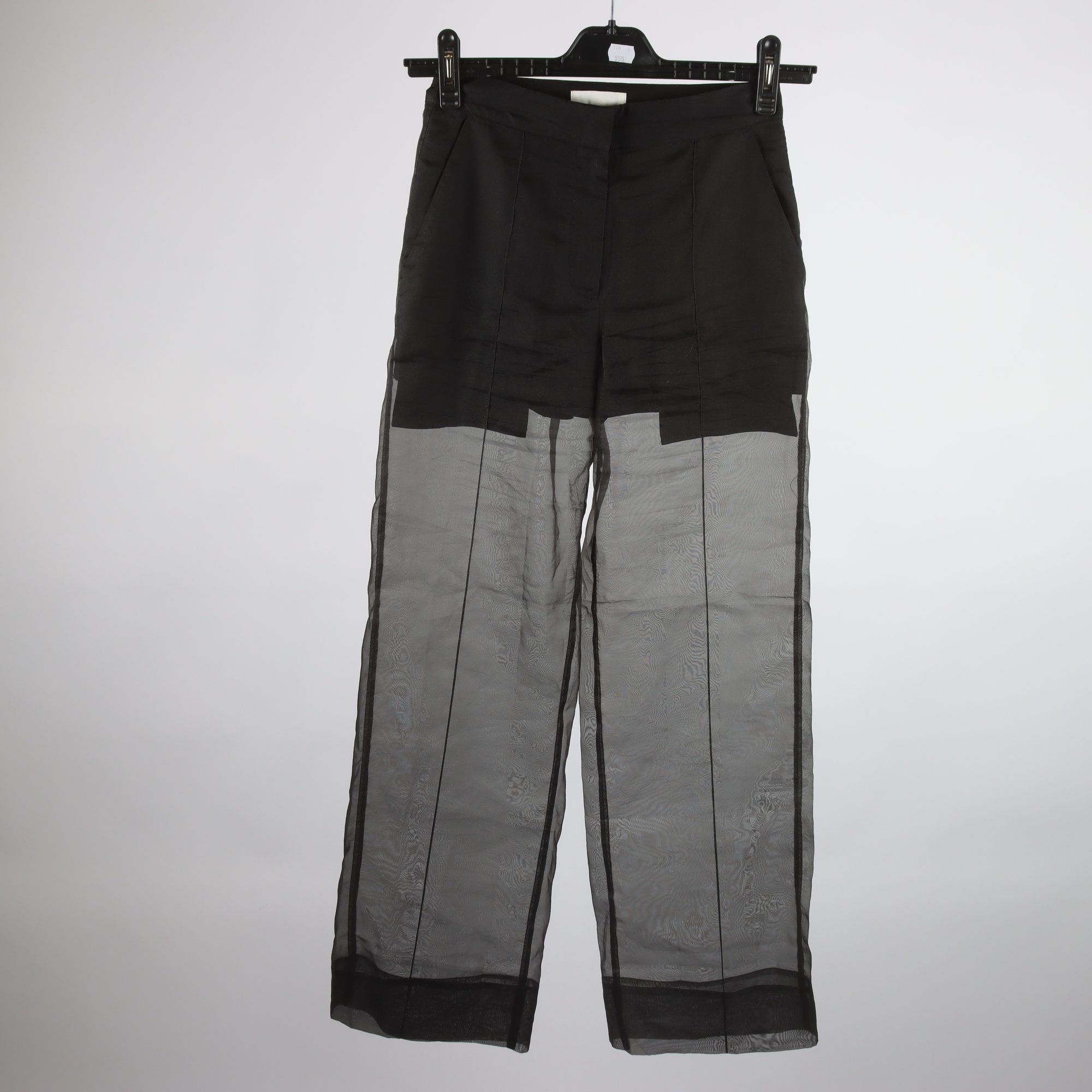 Byxor, H&M, svart, delvis transparant, stl. 34.