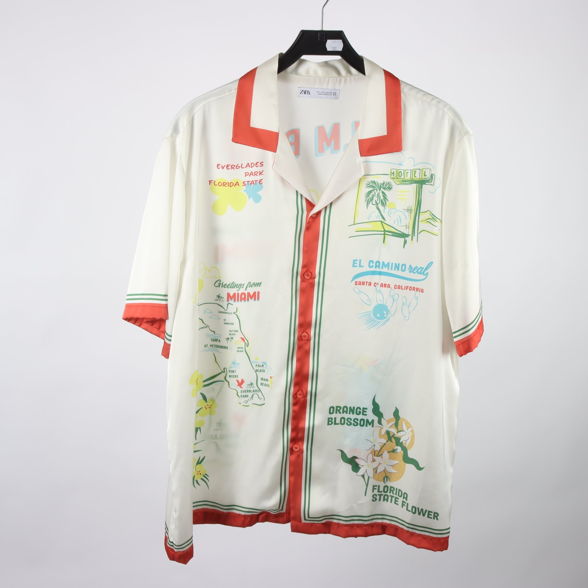 Skjorta, Zara, vit, mönstrad, stl. L