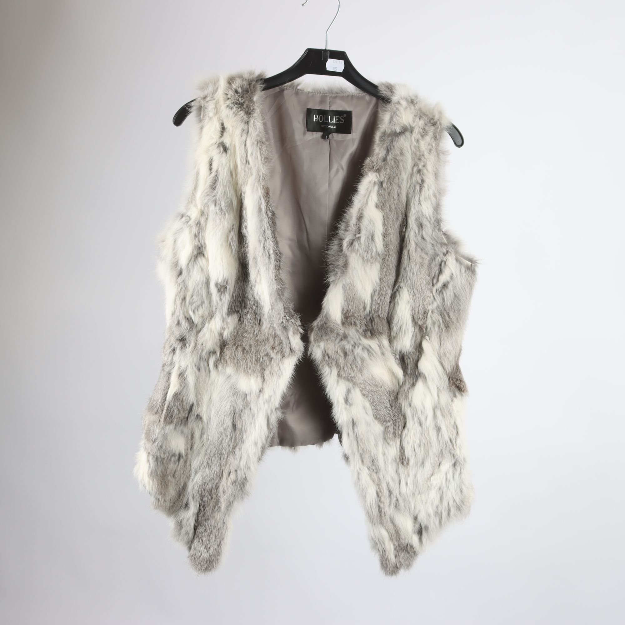 Pälsväst, Hollies, grå, vit, stl. L
