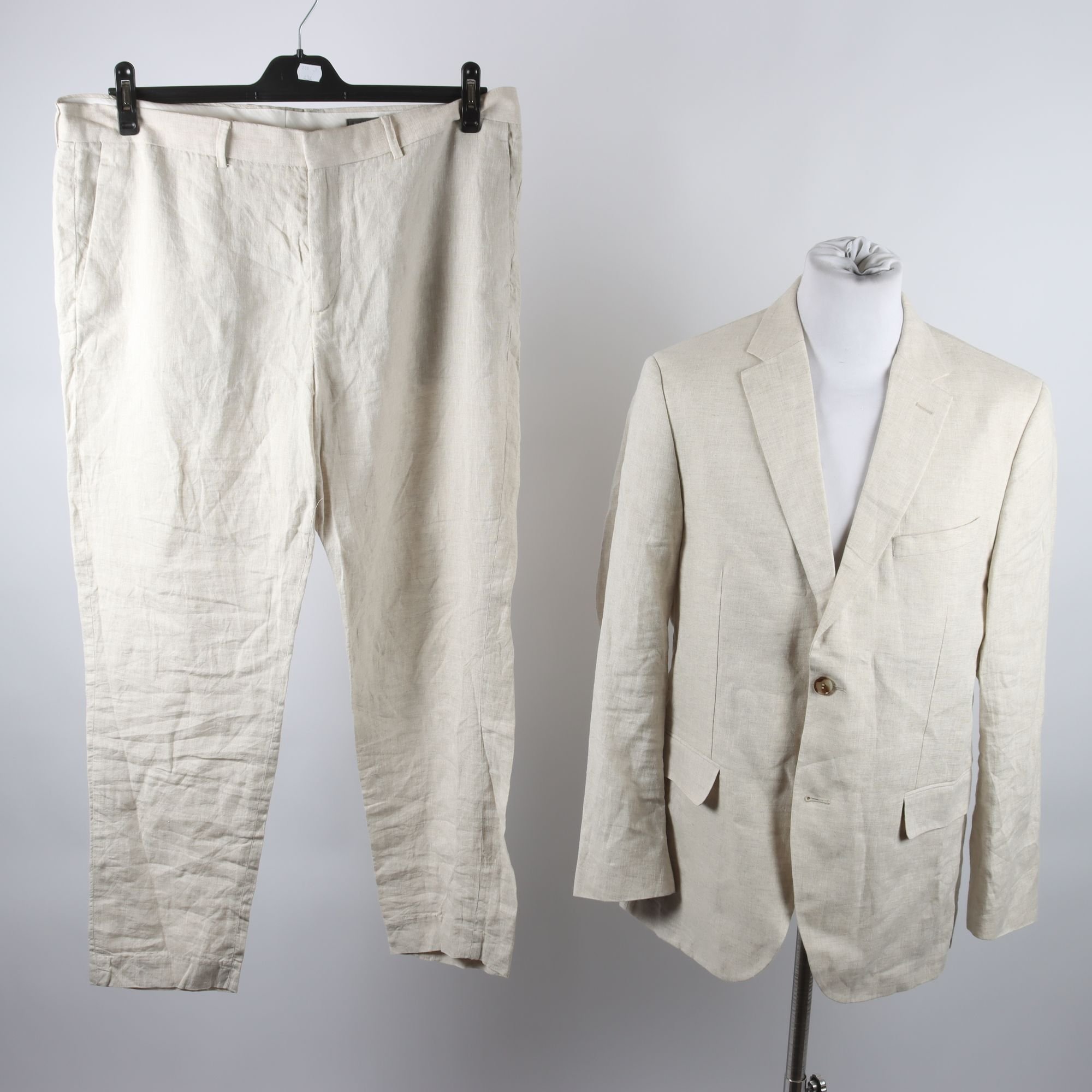 Kostym, H&M, beige, linne, stl. 56