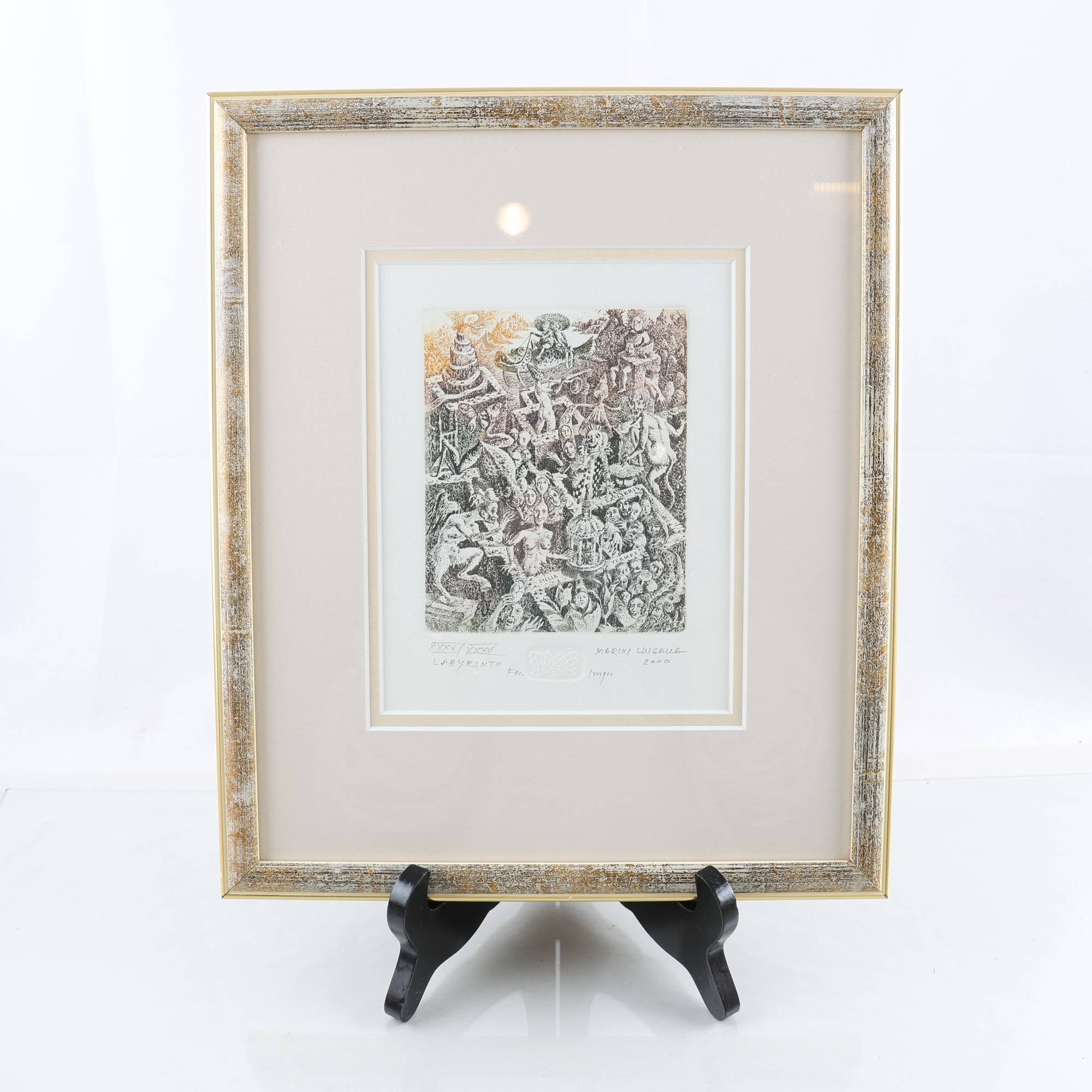 Exlibris, Labyrinth, Marius Liugaila, signerad, år 2000. Samfraktas ej.