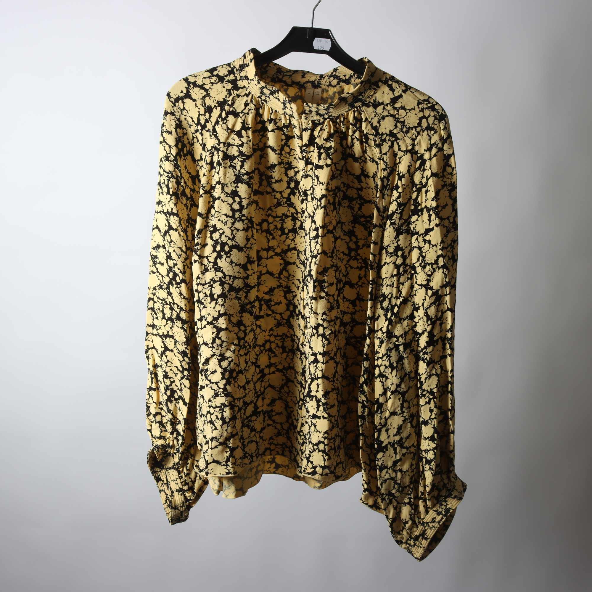 Blus, Arket, gul, svart, mönstrad, stl. 42
