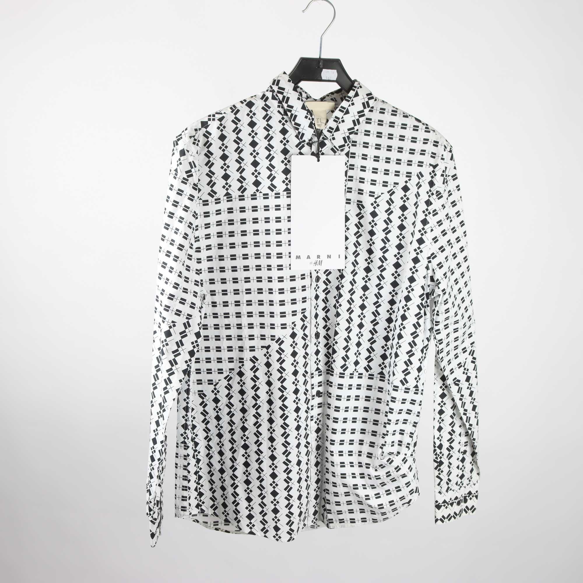 Skjorta, Marni x H&M, vit, svart, mönstrad, stl. M