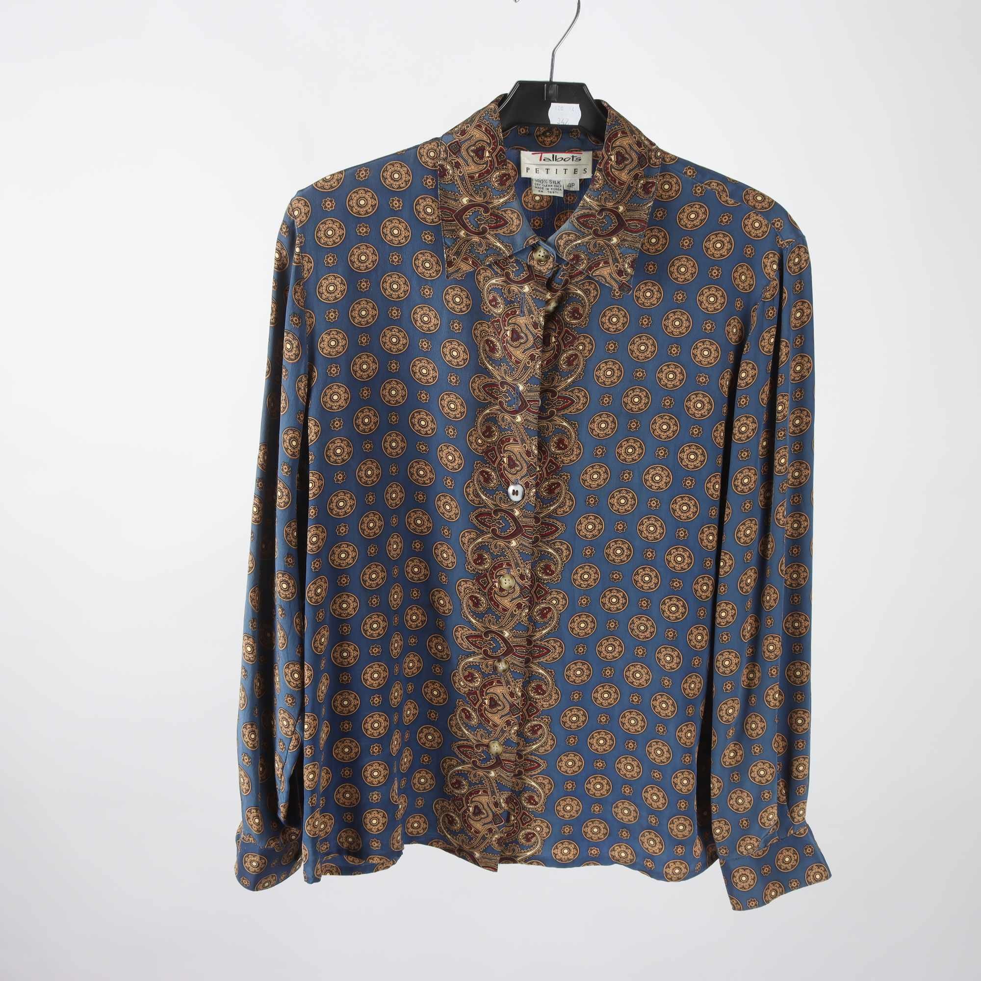 Blus, Talbots, blå, 100% silke, stl. S.