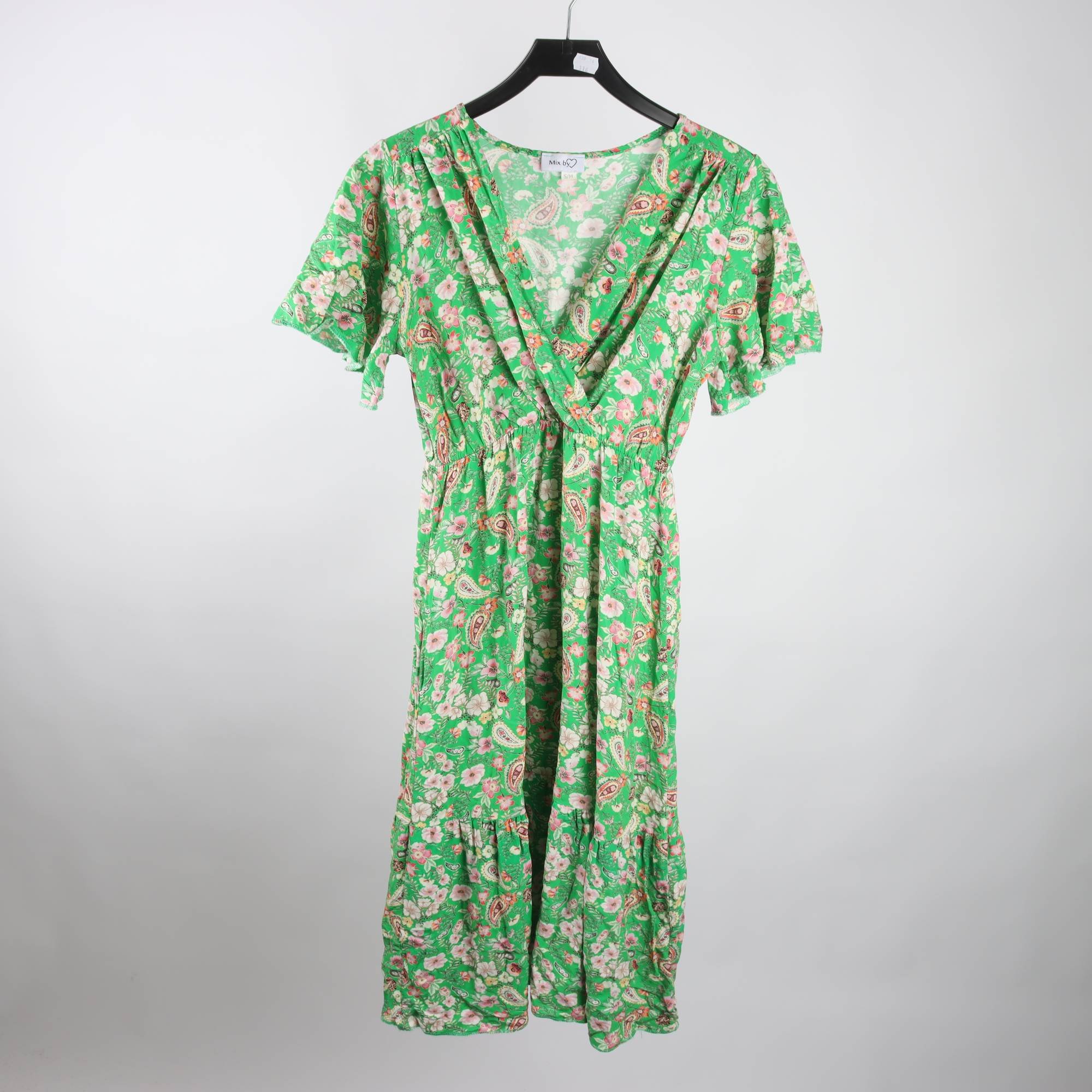 Klänning, Mix by Heart, grön, blommig, stl. S/M