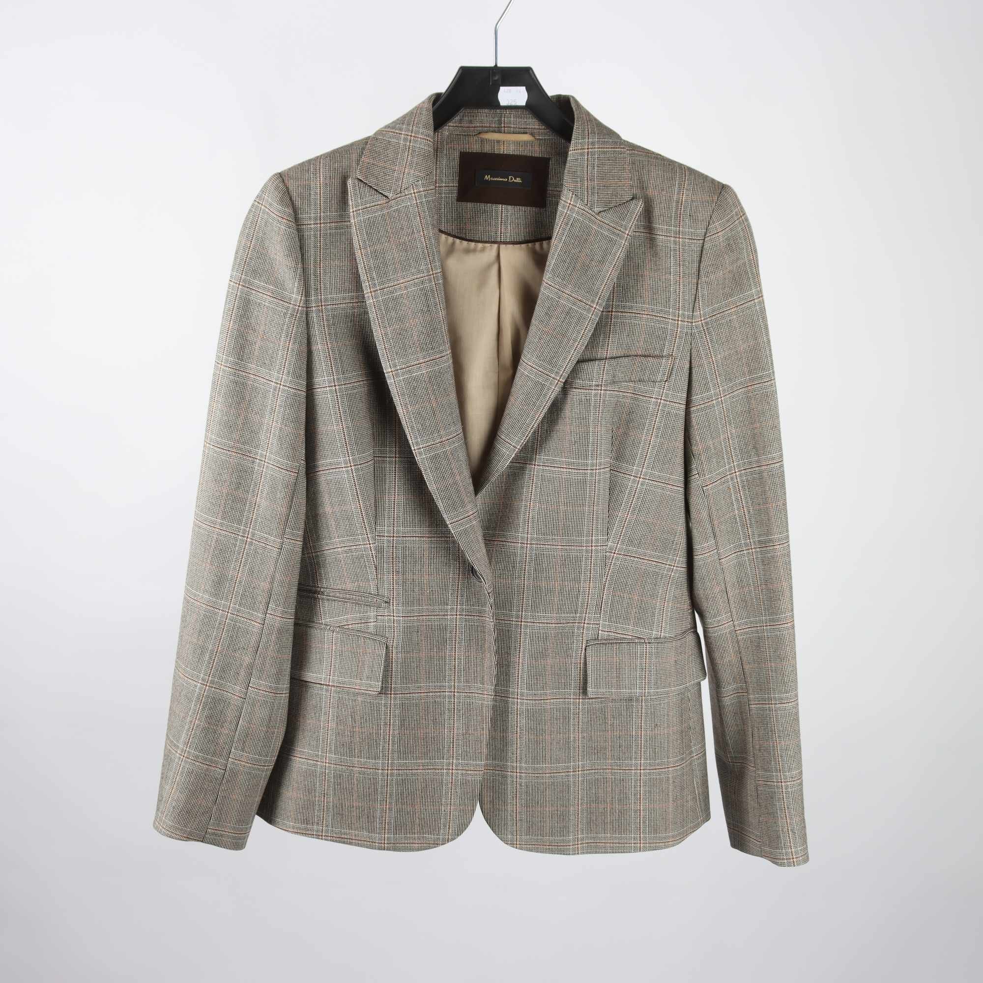 Kavaj, Massimo Dutti, rutig, svart, brun, stl. 34.