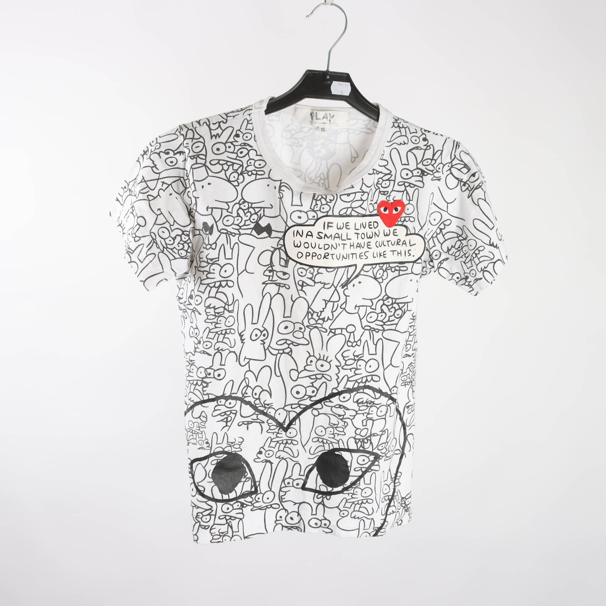 T-shirt, Play Comme des Garcons, vit, svart, stl. S