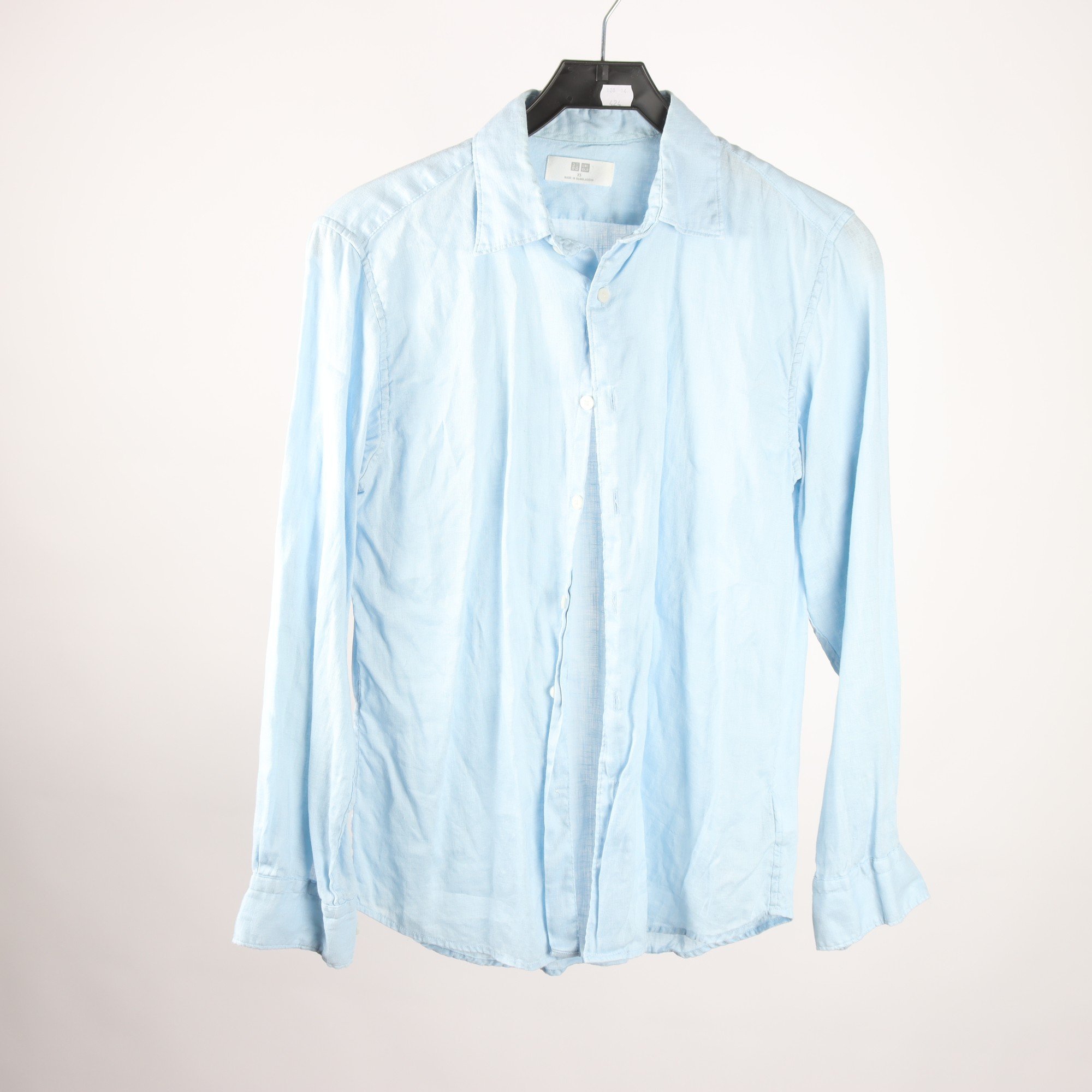 Skjorta, Uniqlo, ljusblå, 100% lin, stl. XS.