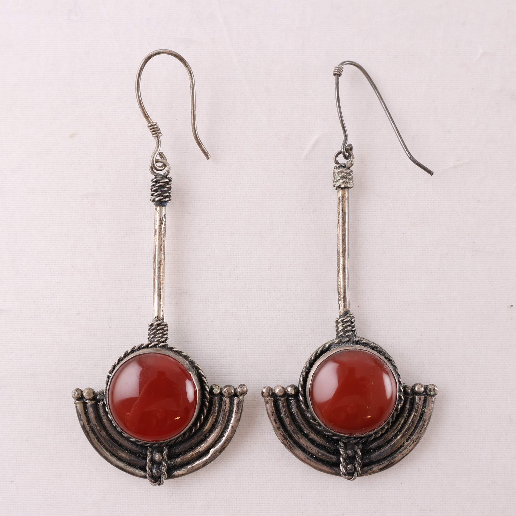 Örhängen, silver, karneolstenar, brv: 13g