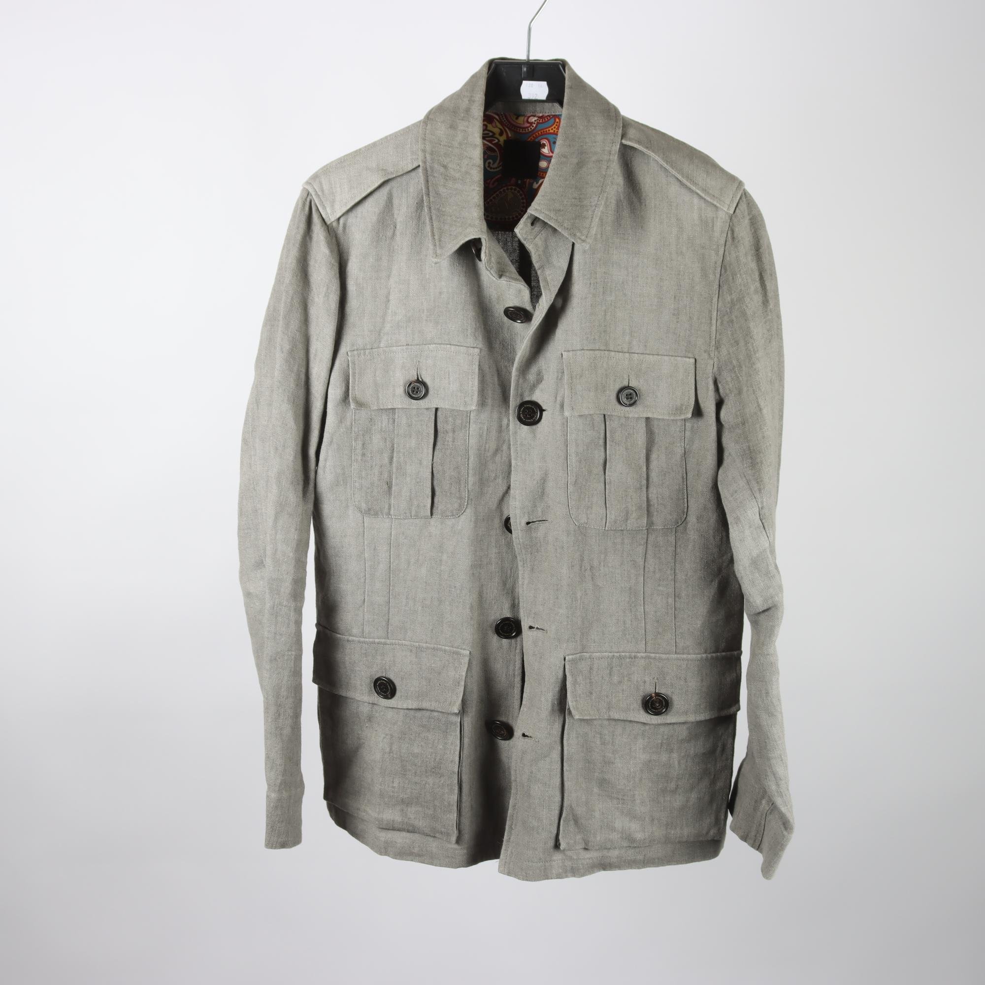 Jacka, Pretty Green, beige/grå, 100% lin, stl. S.