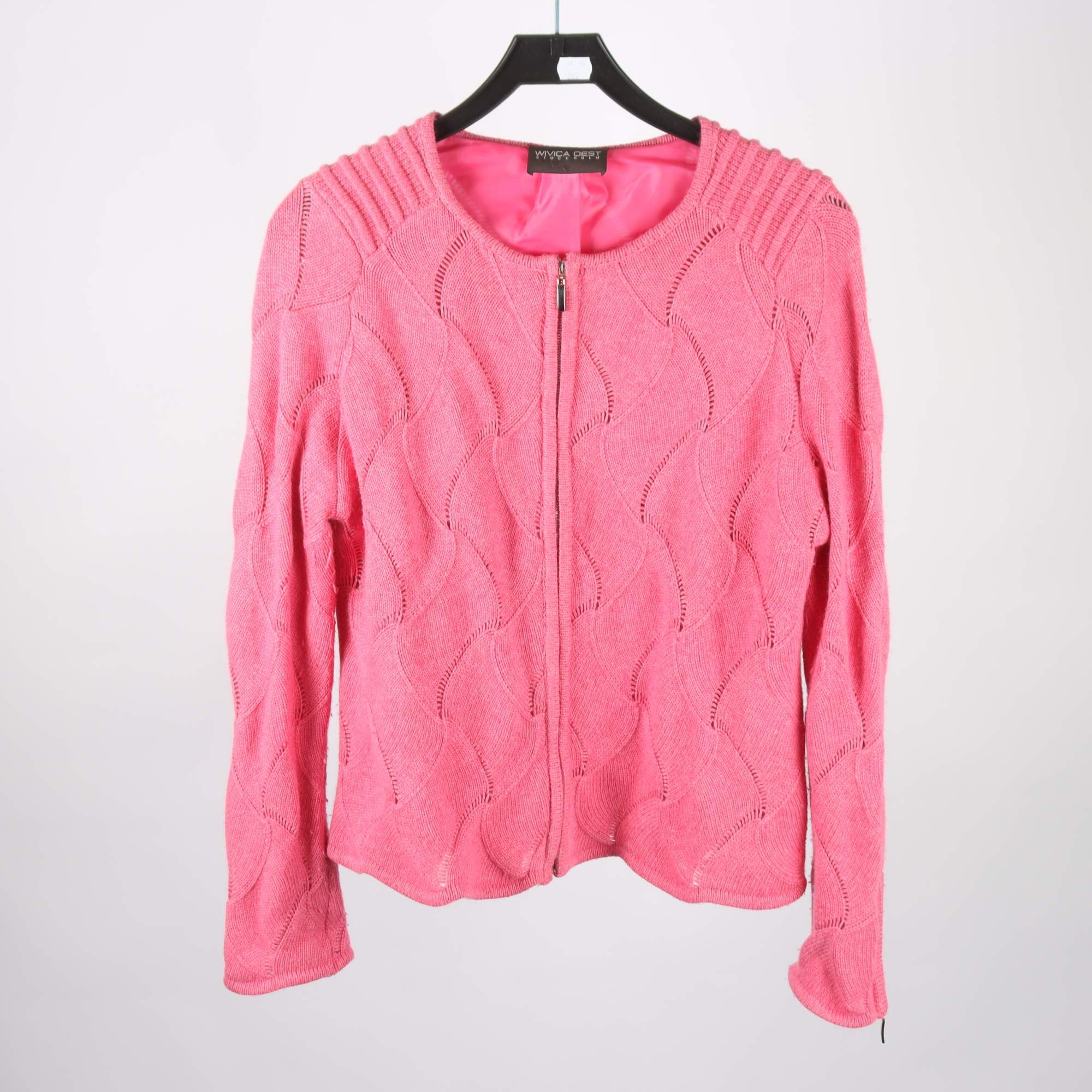 Fodrad kofta, Wivica Oest, rosa, lammull, silke, angora, stl. XXL.