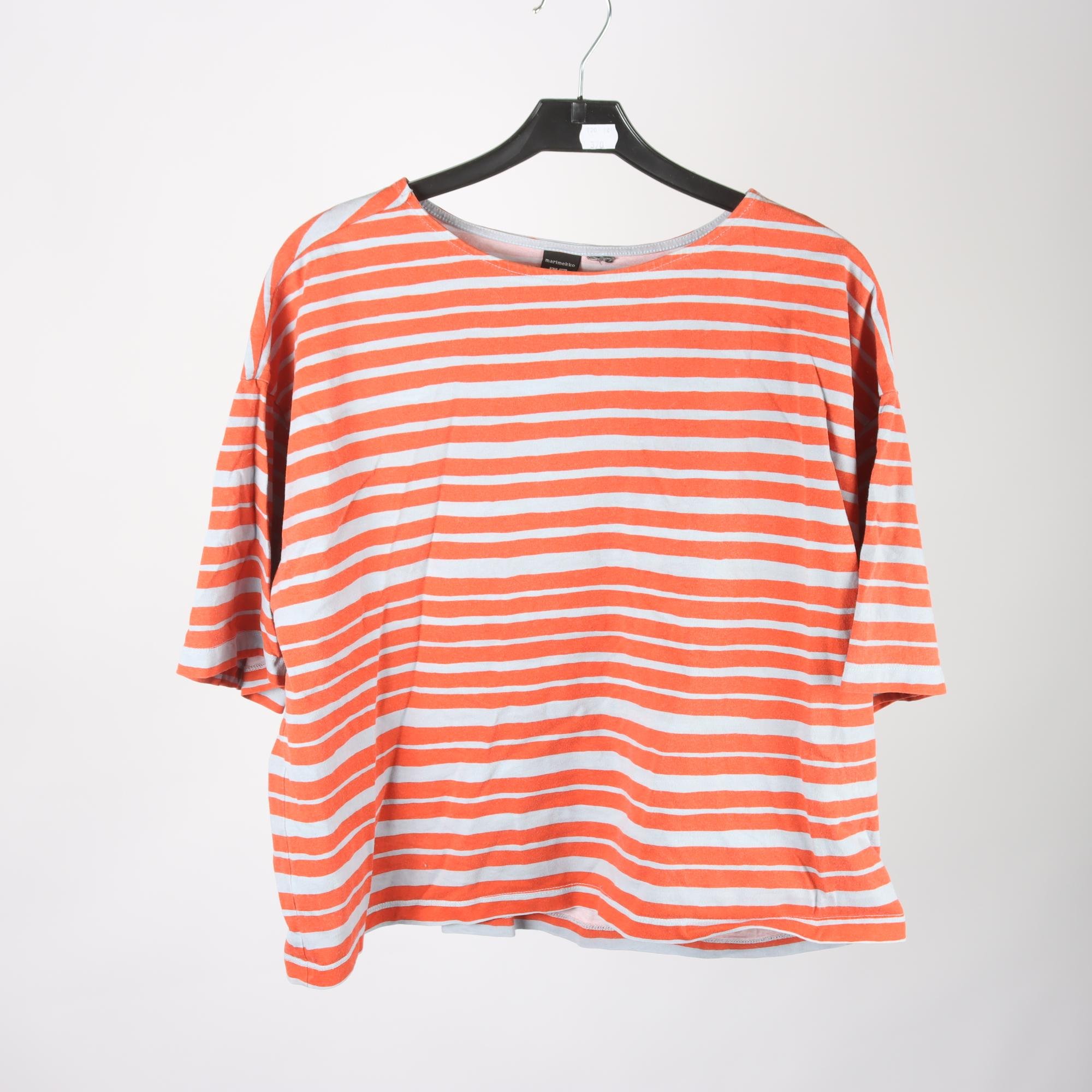 Tröja, Marimekko x Uniqlo, randig, orange, grå, stl. M.