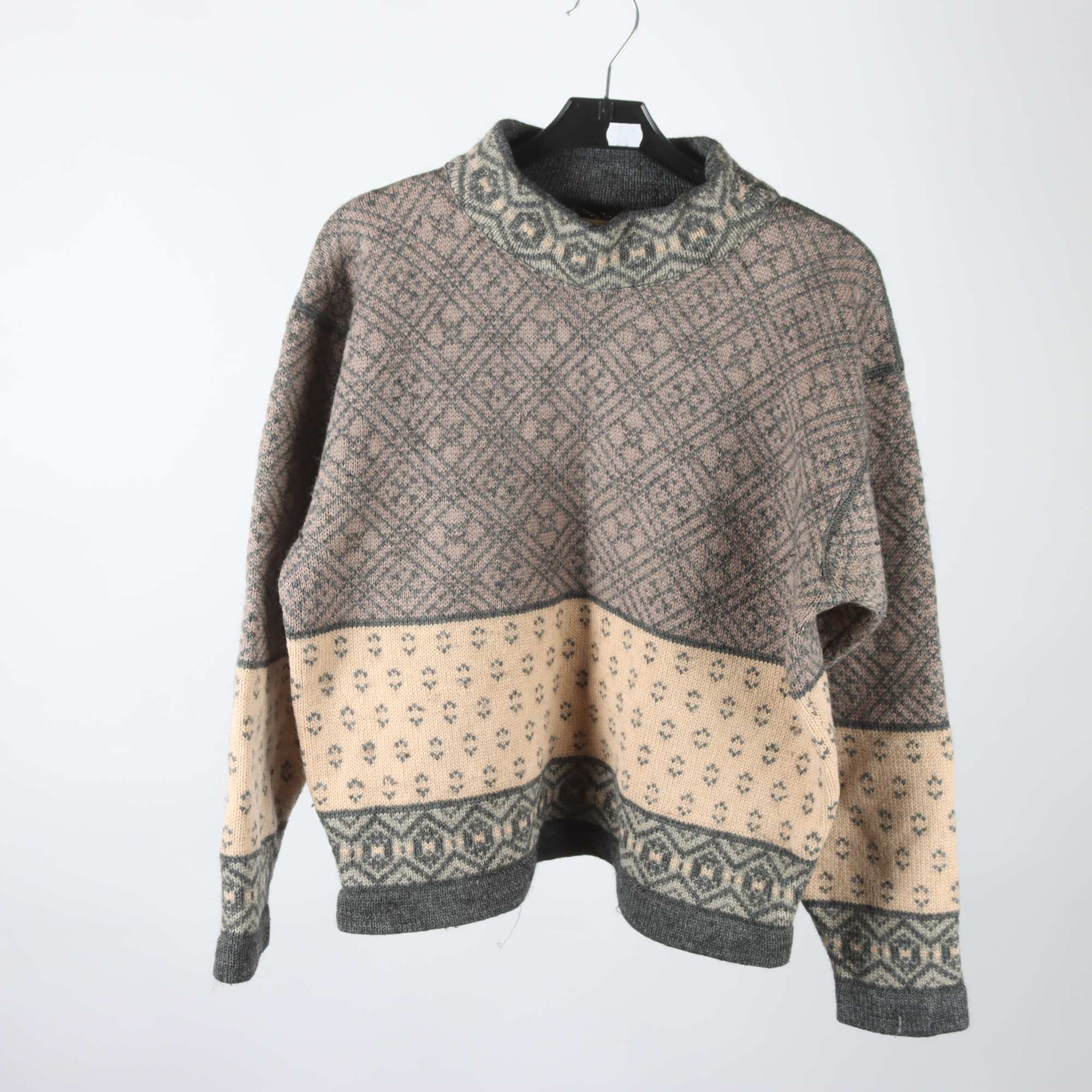 Tröja, Imitz, beige, grå, 50% ull, stl. M.