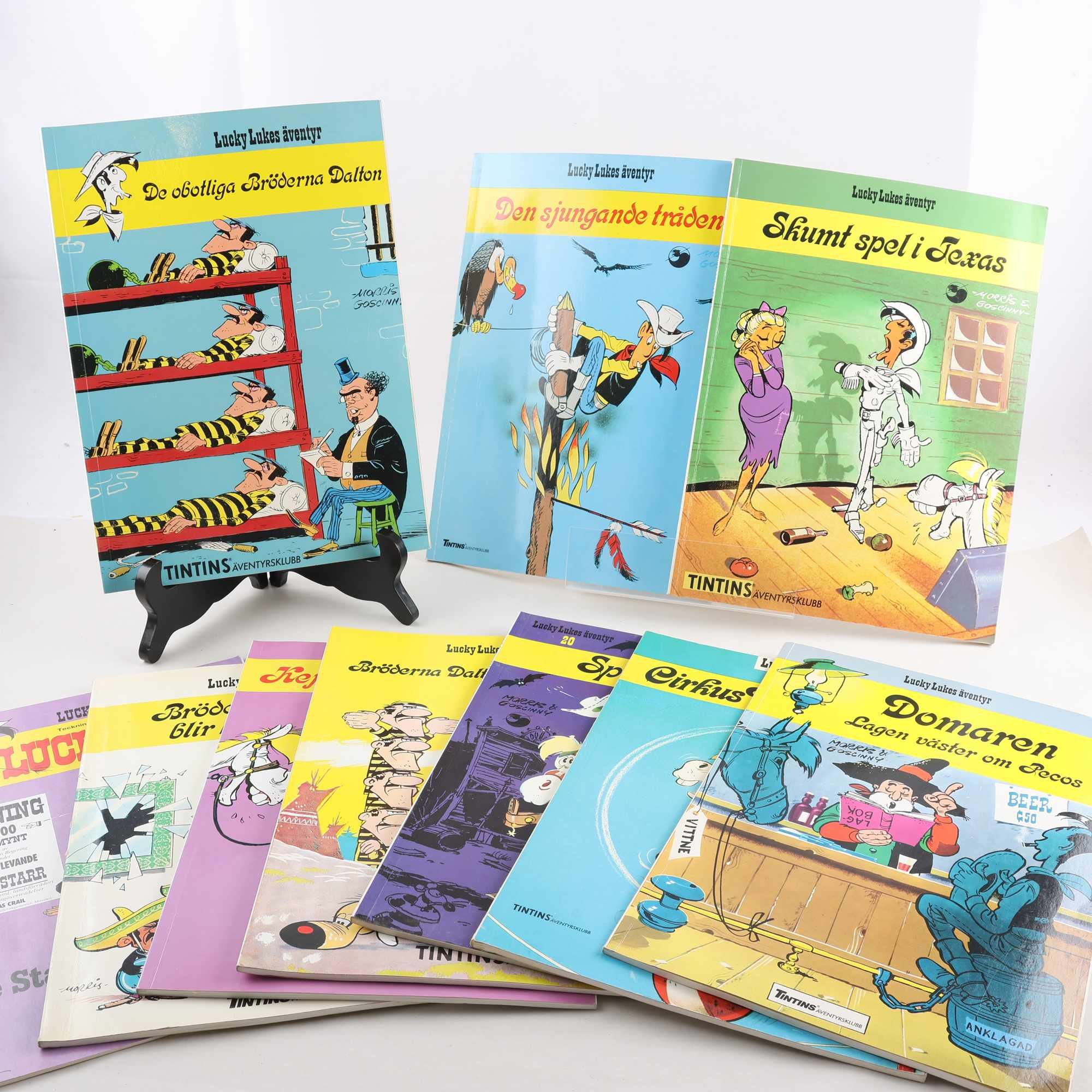 Lucky Lukes äventyr, paket med 10 album, tryckta 1980-90-tal, samfraktas ej.