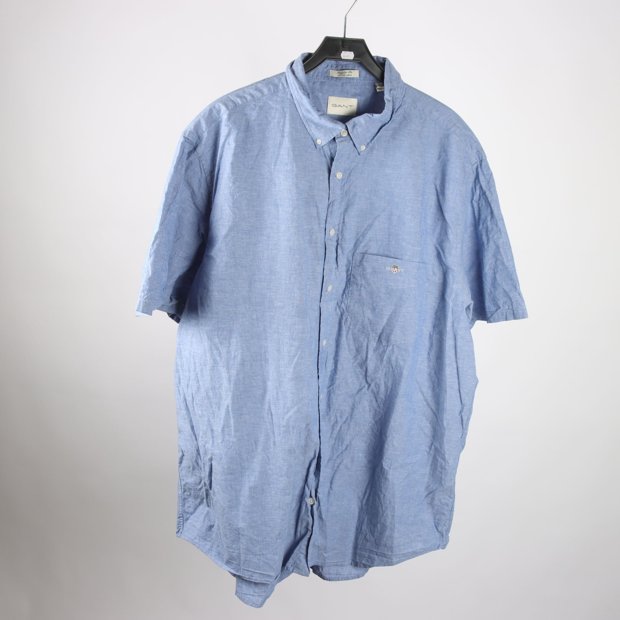 Skjorta, Gant, blå, bomull, lin, stl. 4XL.