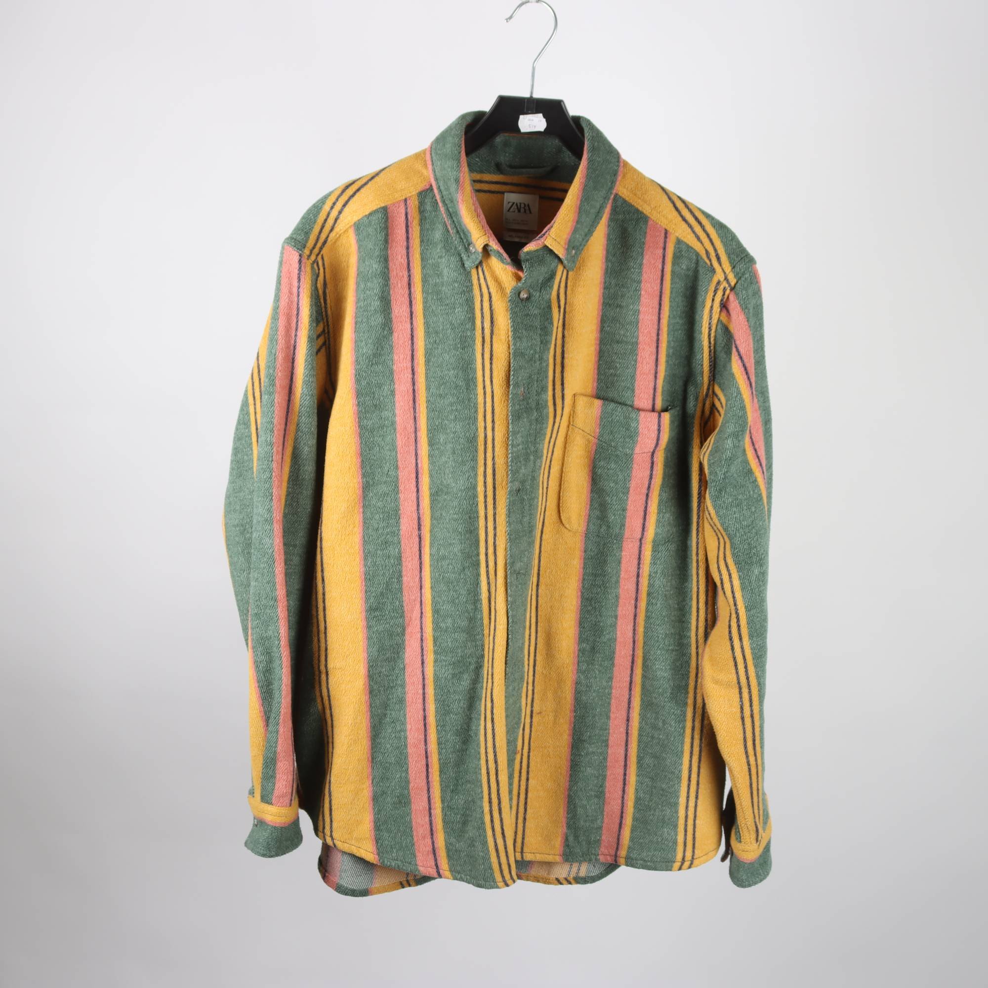 Skjorta, Zara, grön, gul, stl. L.