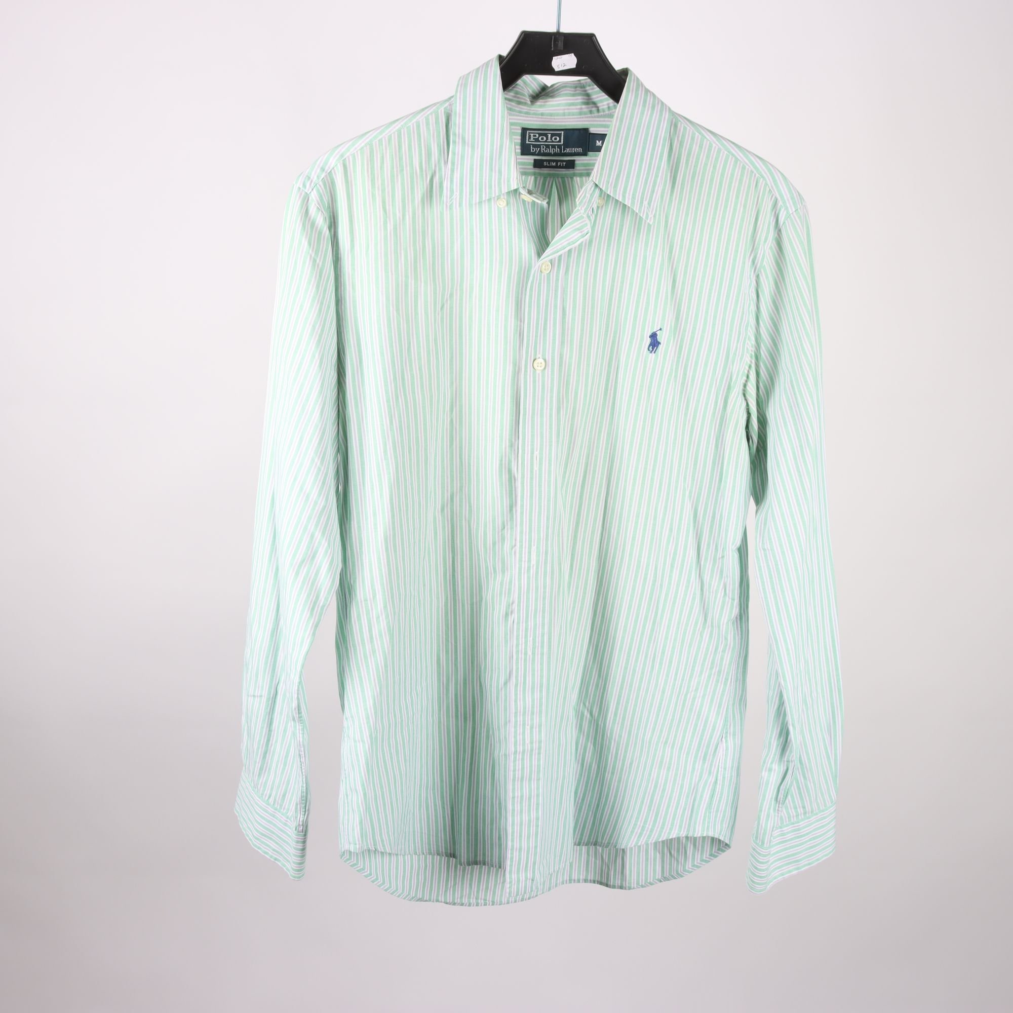 Skjorta, Polo Ralph Lauren, randig, grön, slim fit, stl. M.