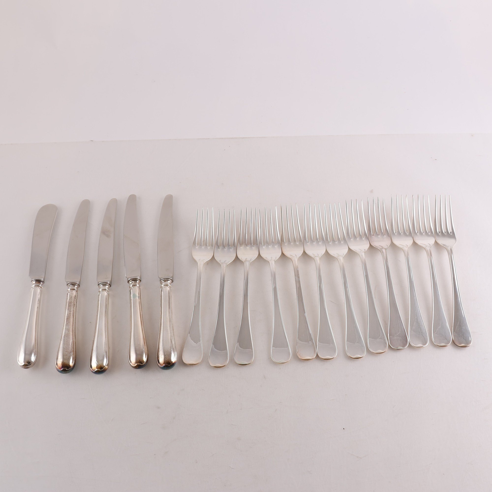 Förrättsbestick, Silver, stämplade, Kattfot, s, 830, GAB, 17 delar.