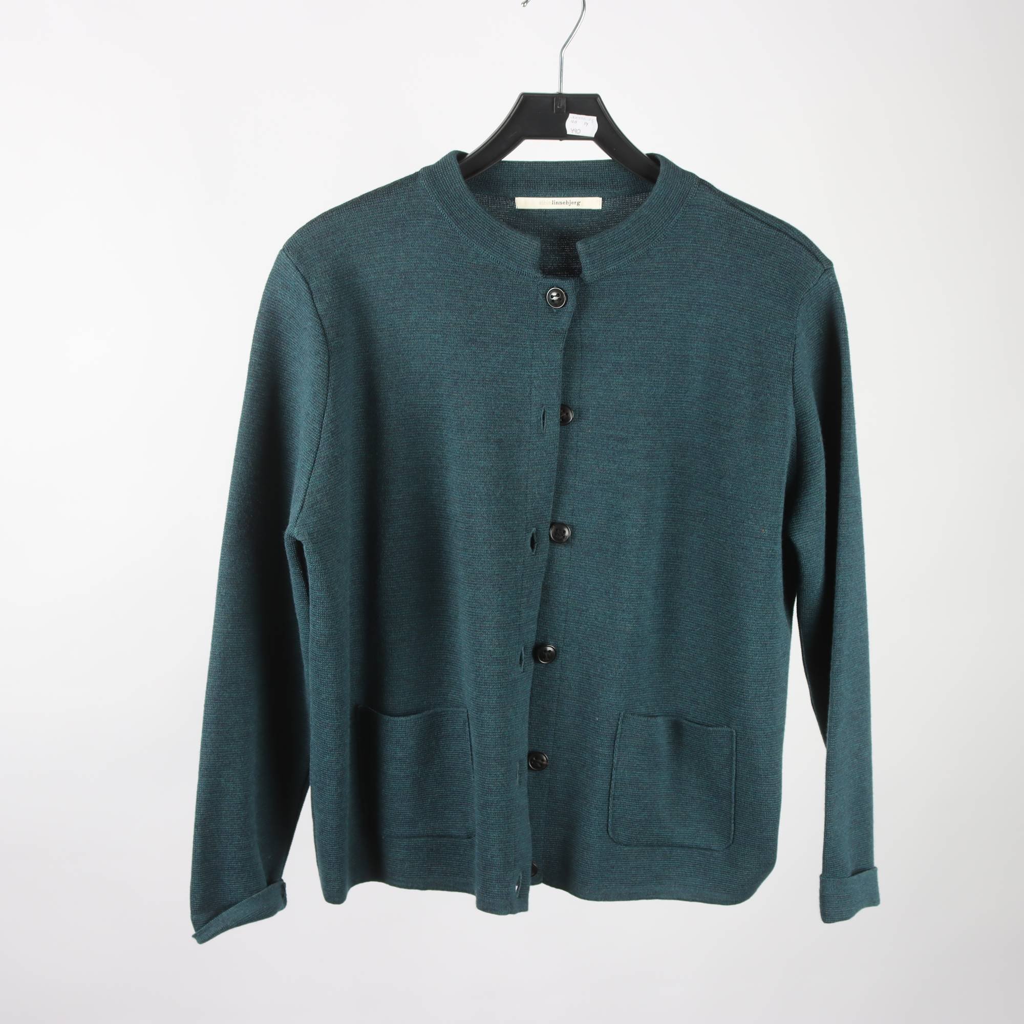 Kofta, Sibin Linnebjerg, petrol, 50% merinoull, stl. L.