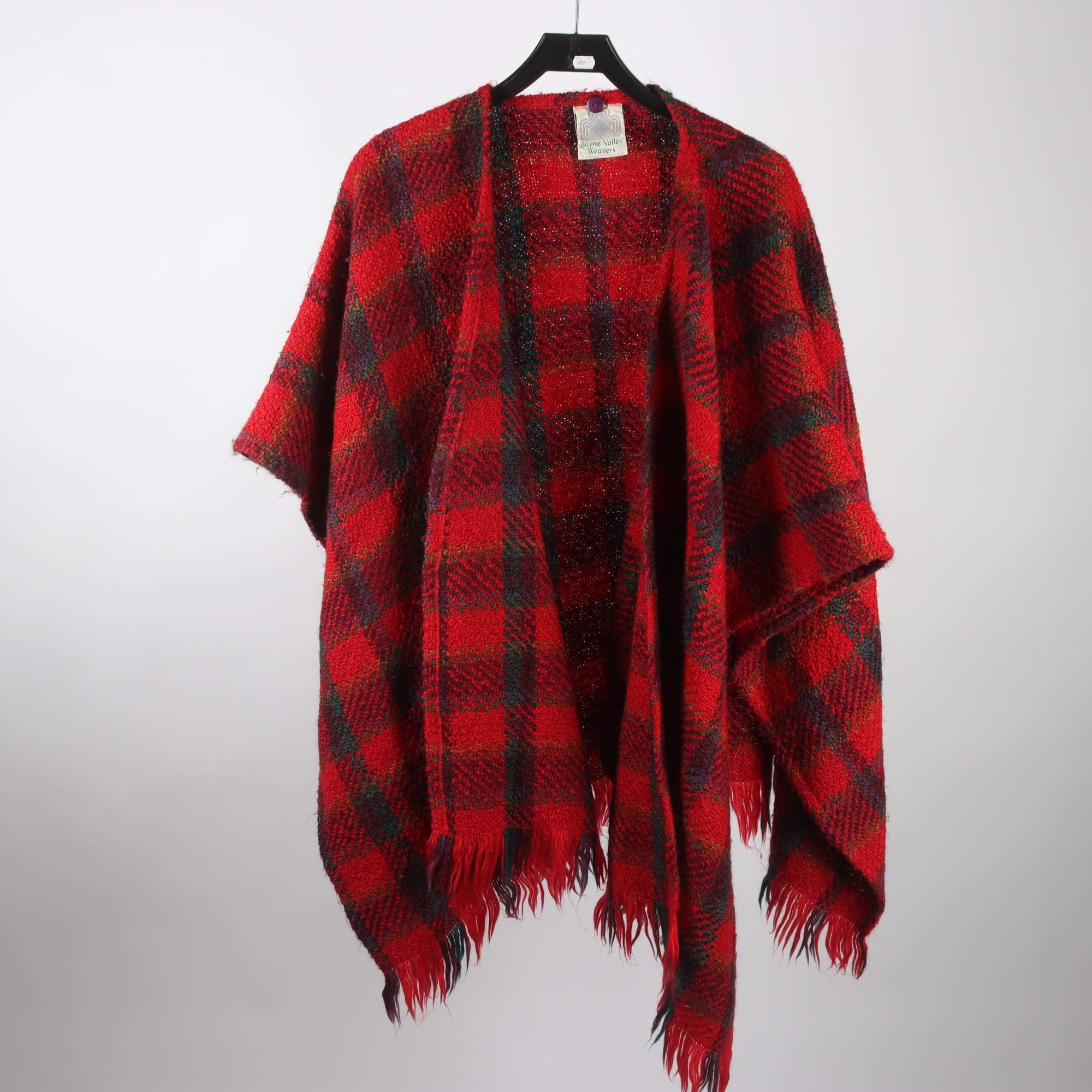Poncho, Boyne Valley Weavers, röd, ullmix, stl. one size.