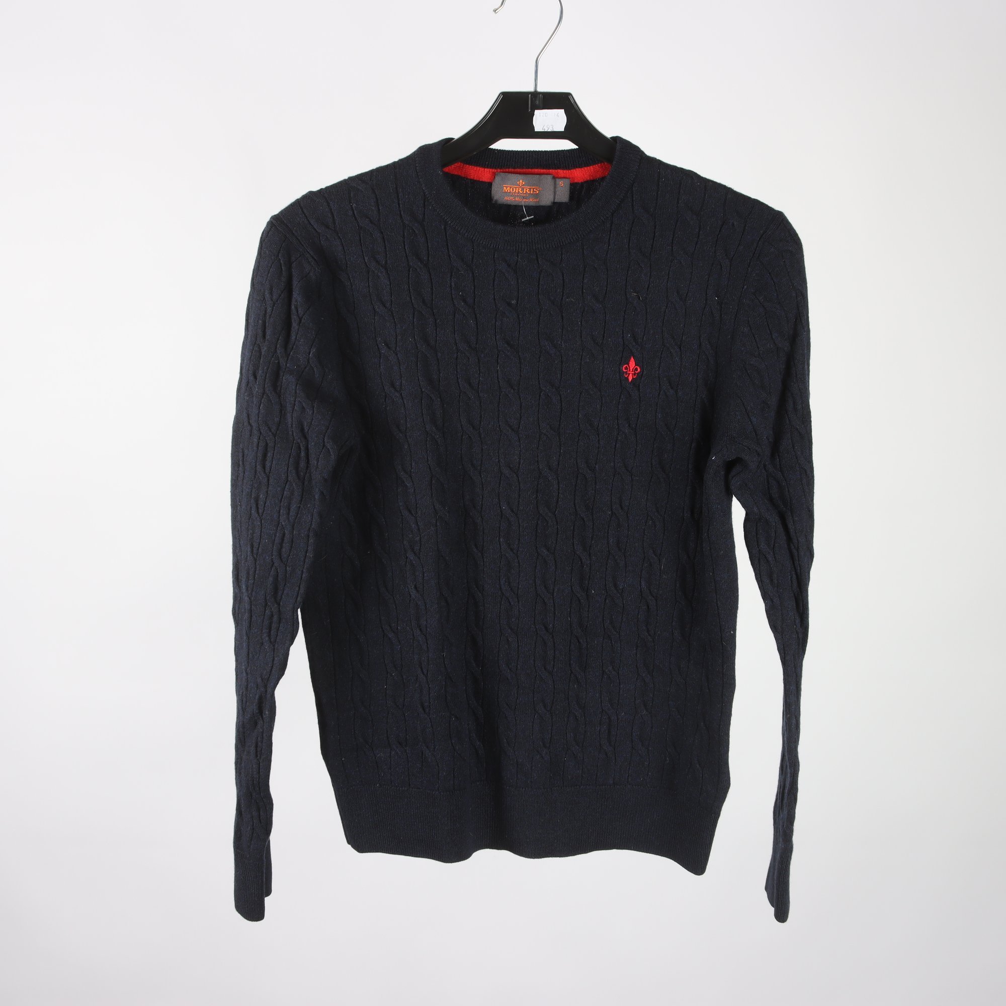 Tröja, Morris, blå, 100% merinoull, stl. S.