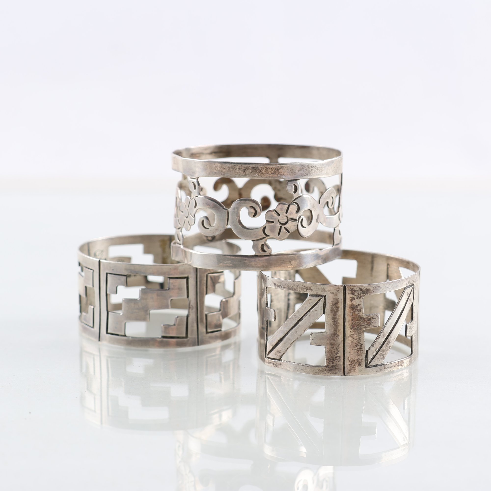 Servettringar, sterlingsilver, 925, Mexico, 3 st