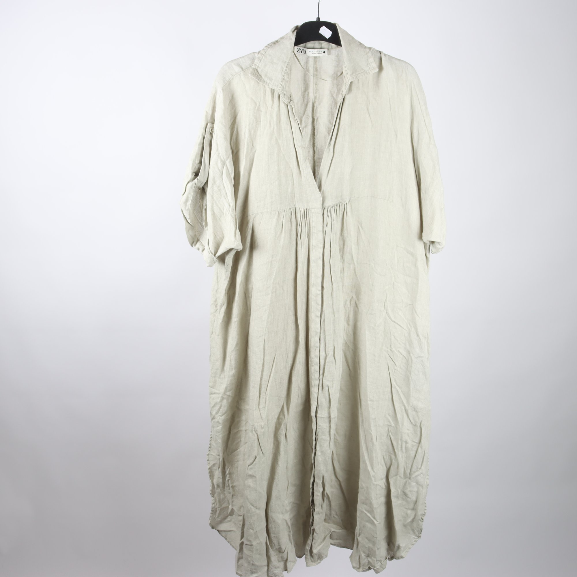 Klänning, Zara, beige, 100% lin, stl. XXL.