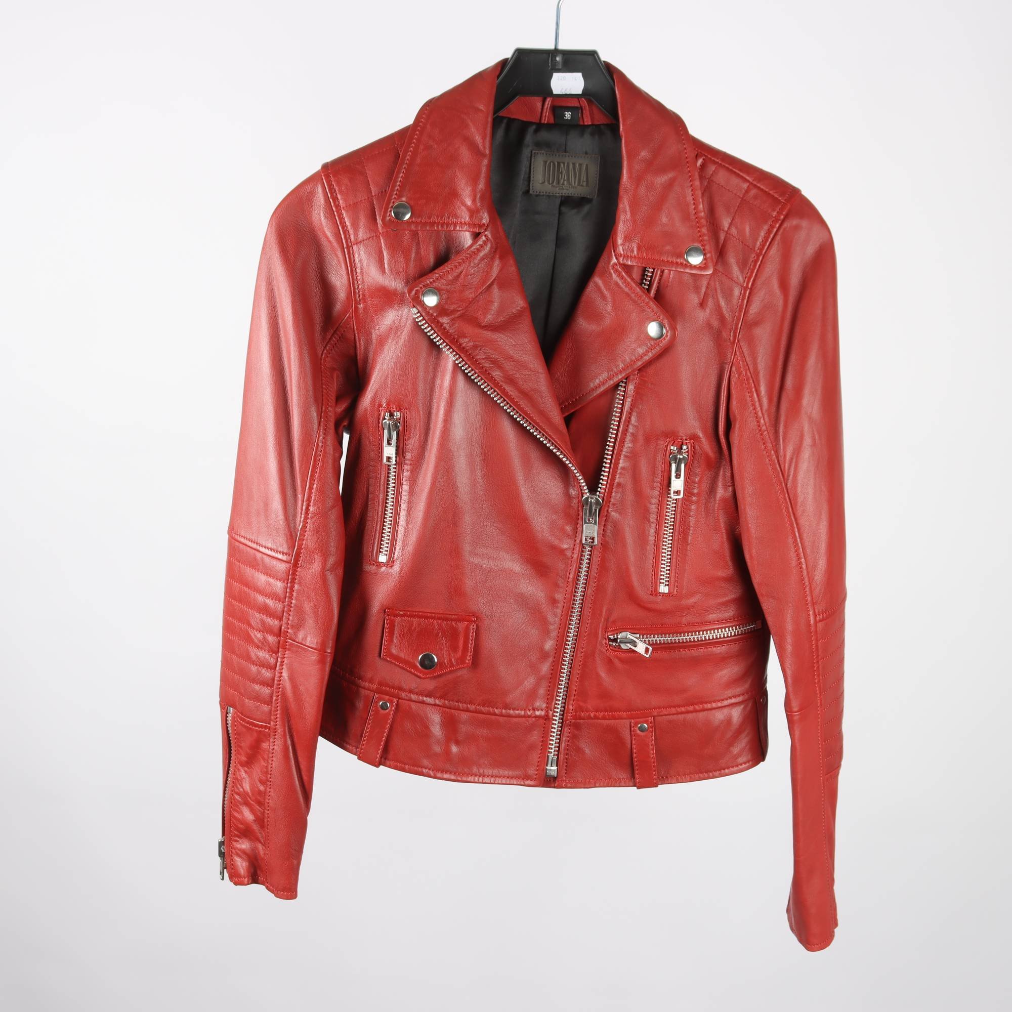Skinnjacka, Jofama, röd, stl. 36.