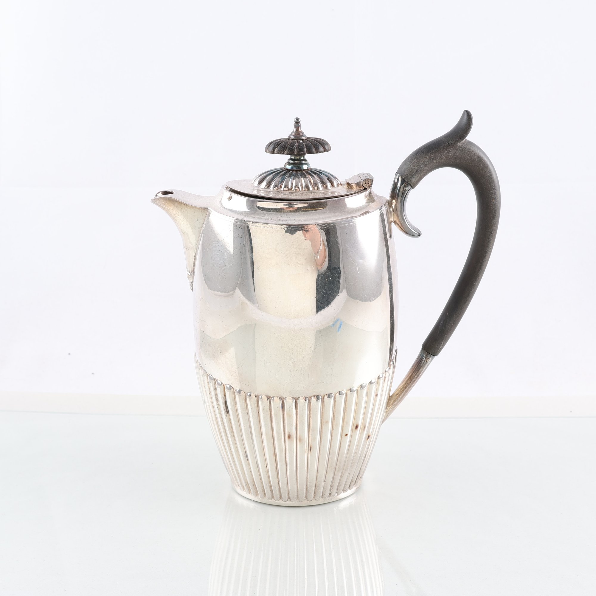 Kaffekanna, electroplate, handtag i trä, J.R. & S, England, 1800/1900-tal