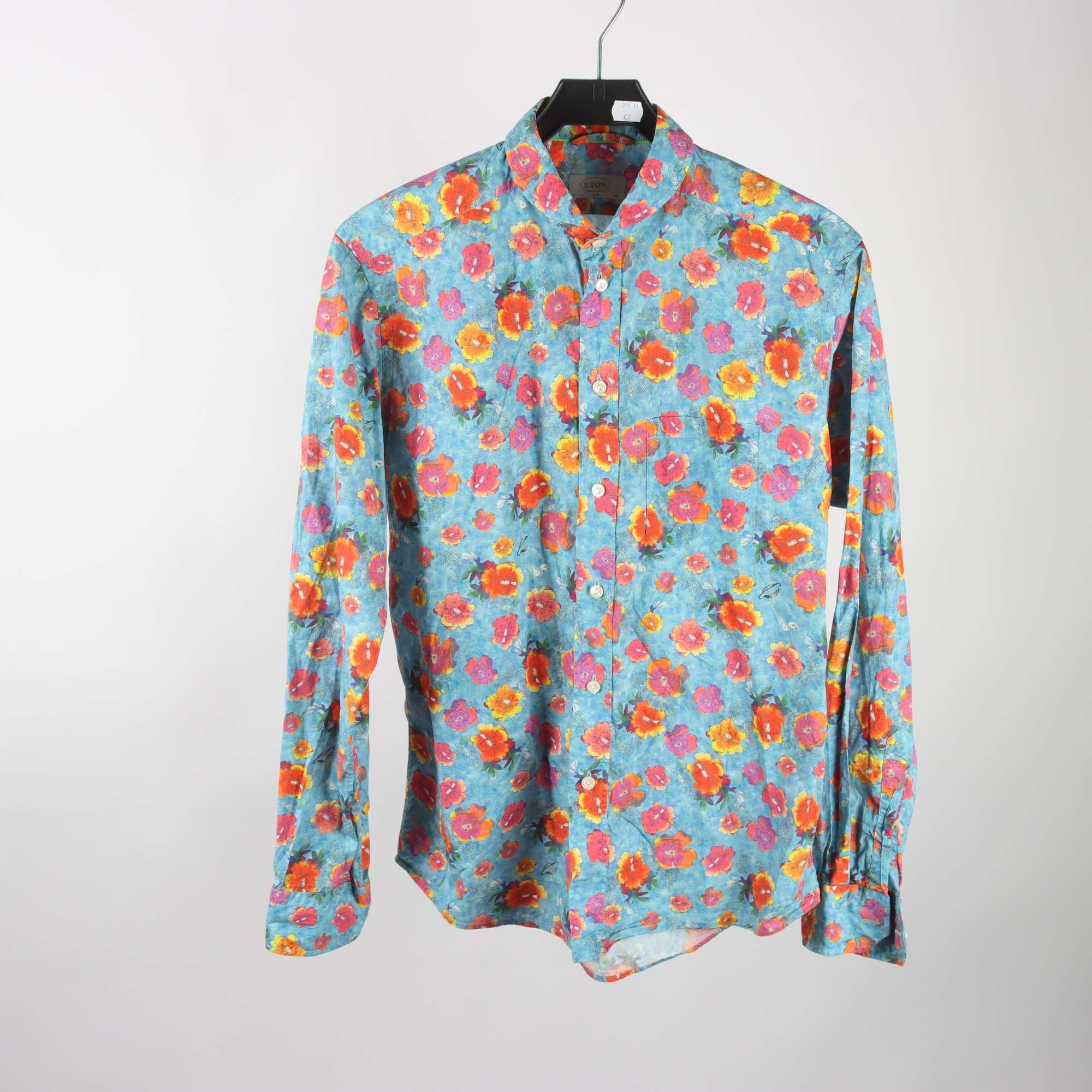 Skjorta, Eton, blå, blommig, stl. M