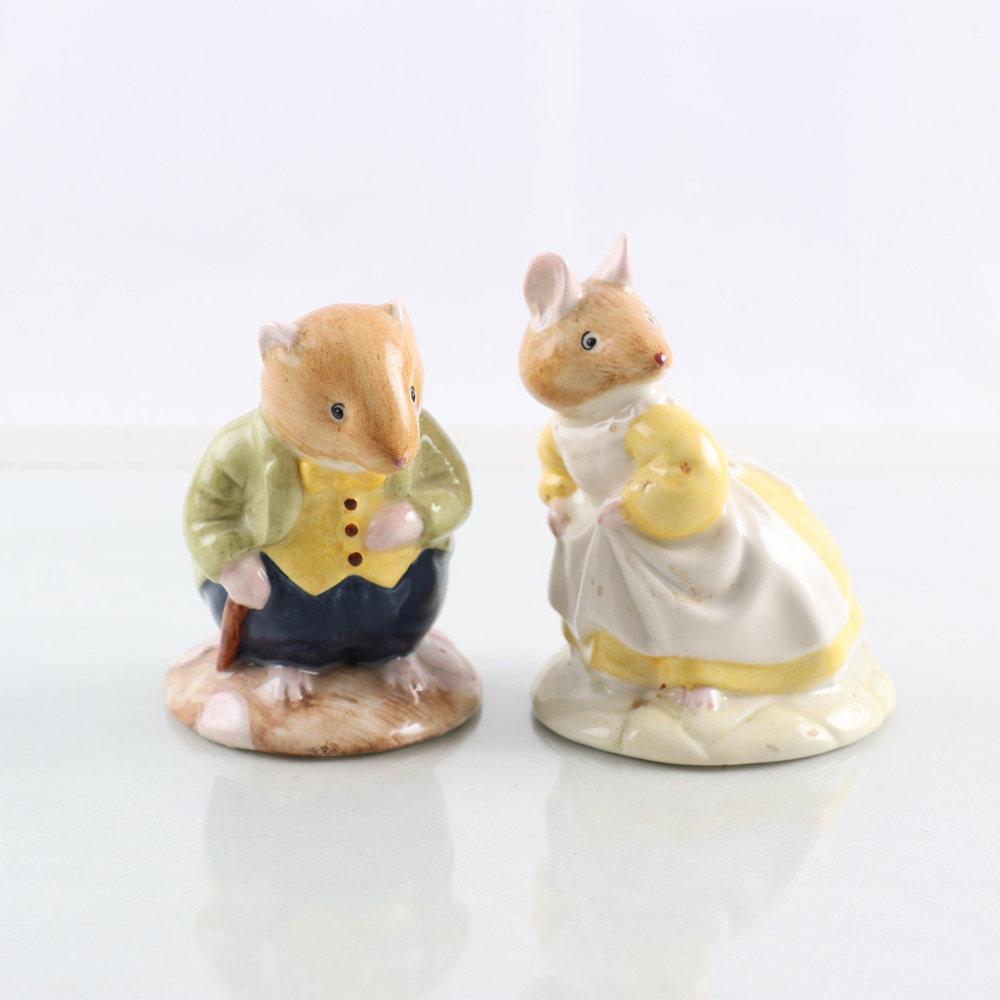Figuriner, ett par, porslin, ”CATKIN”, ”OLD VOLE”, Jill Barklem, Royal Doulton