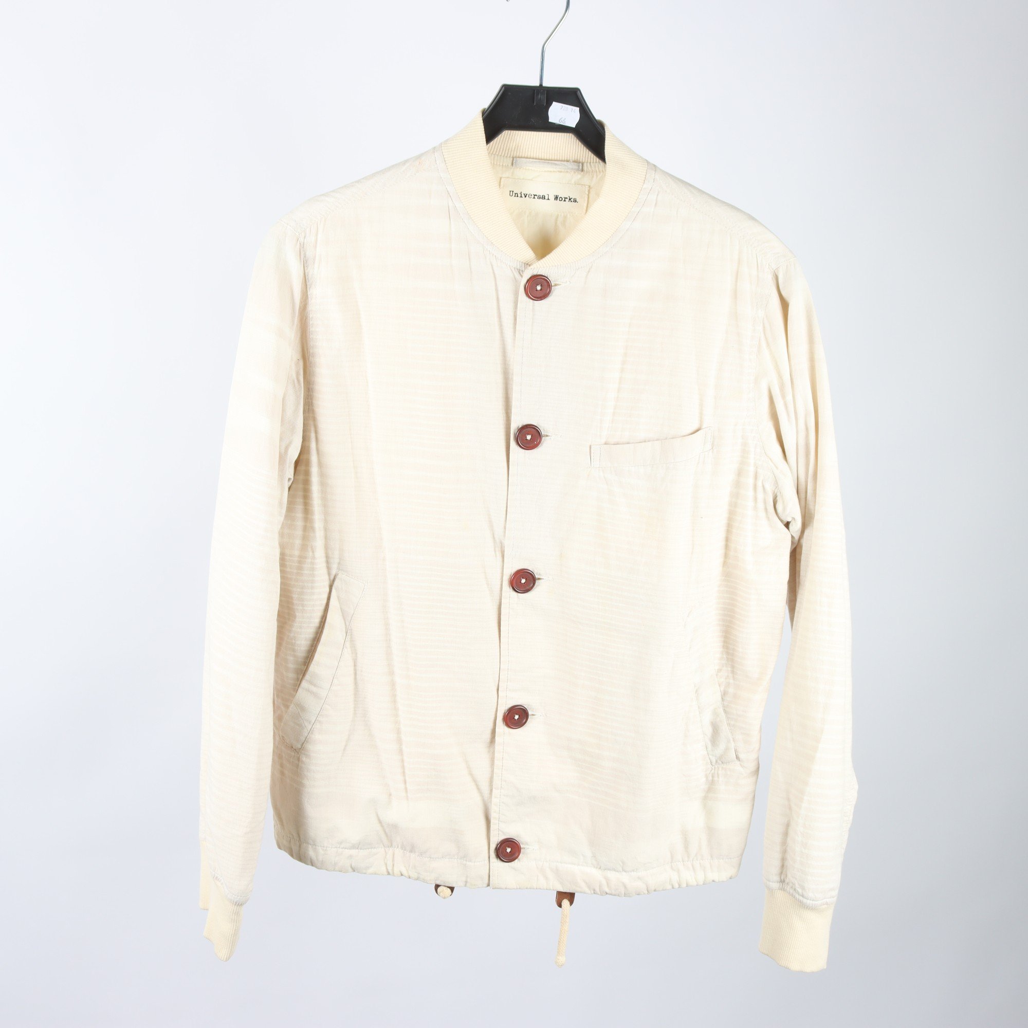 Jacka, Universal Works, beige, vit, randig, stl. S