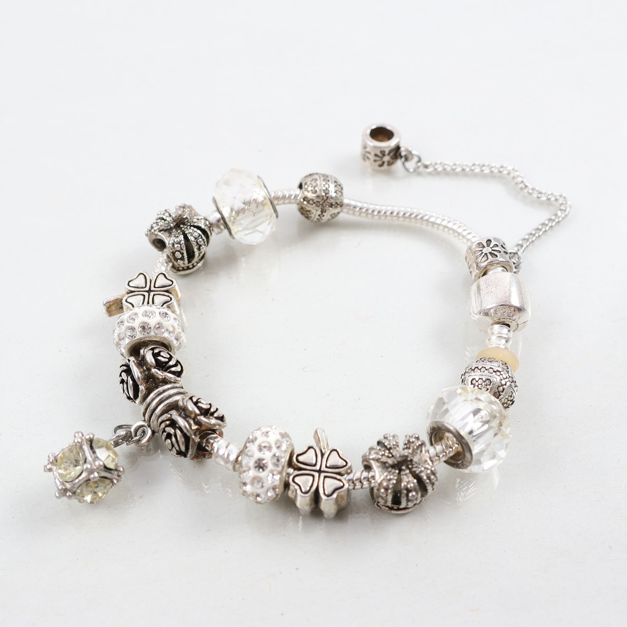 Armband, Pandora, silver, berlocker, brv: 40g