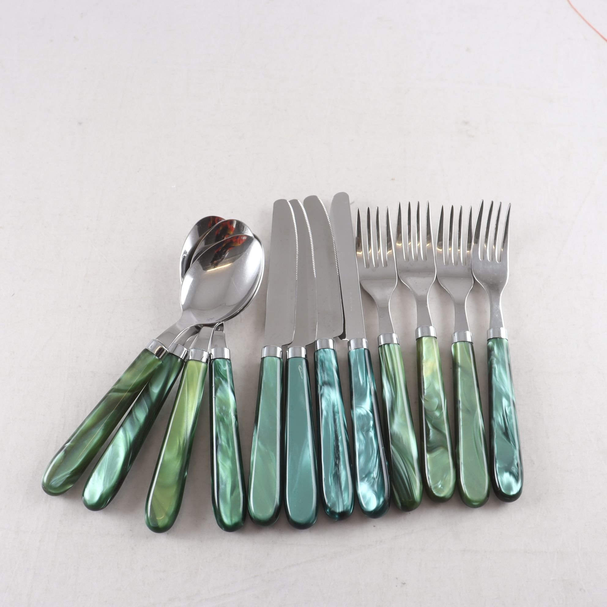 Bestick, Abert Inox, Italy, gröna, 12 del.