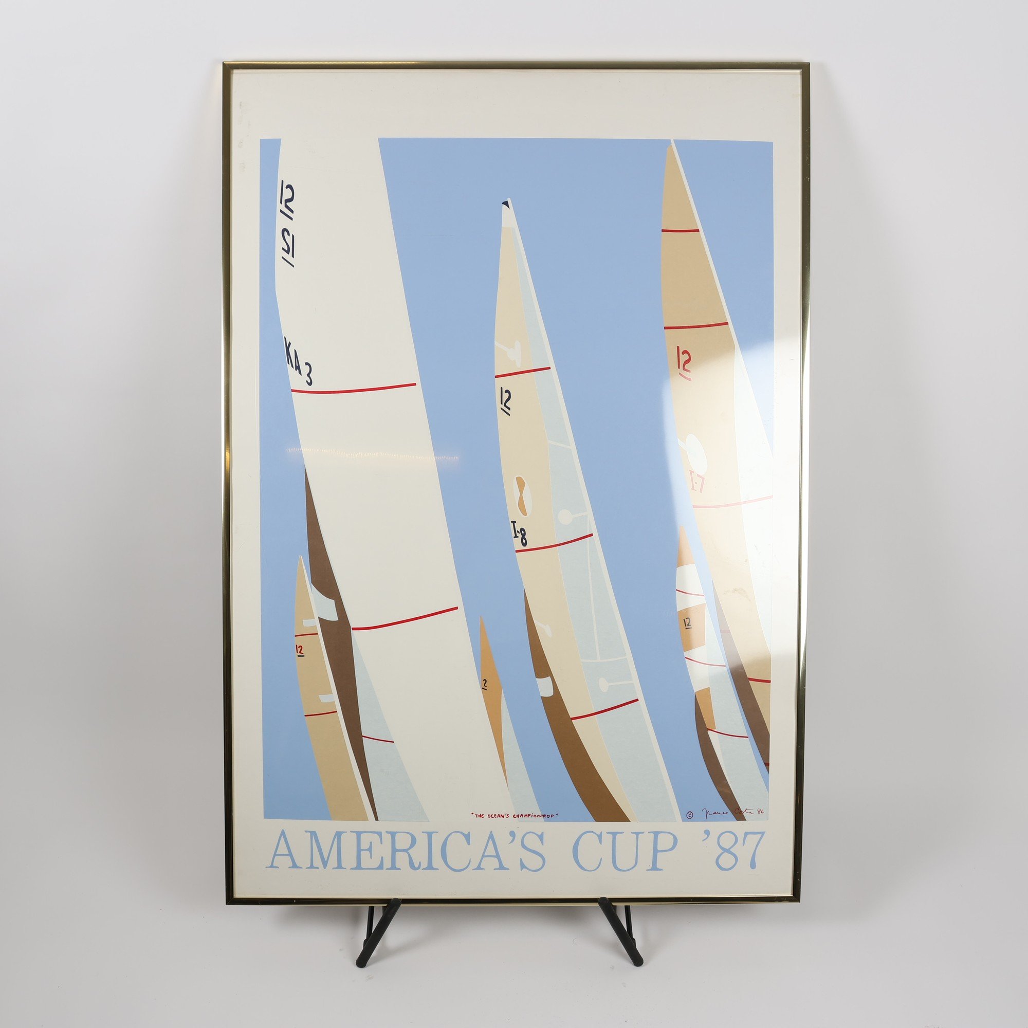 Litografiskt tryck, Americas Cup 87, Franco Costa, signerad. Endast avhämtning.