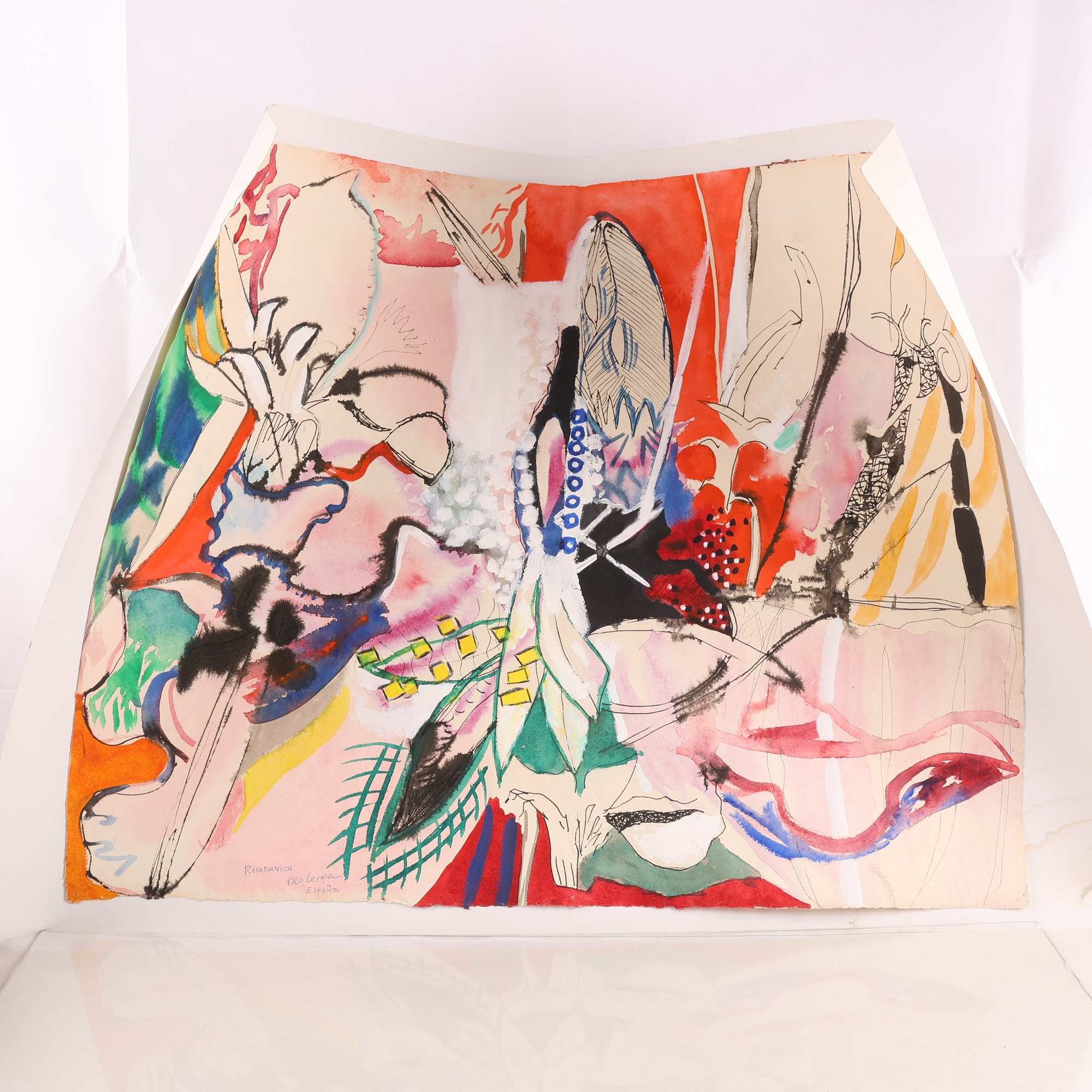 Oramad akvarell, Rosa Danica, Nes Lerpa, (f.1942), Danmark, signerad