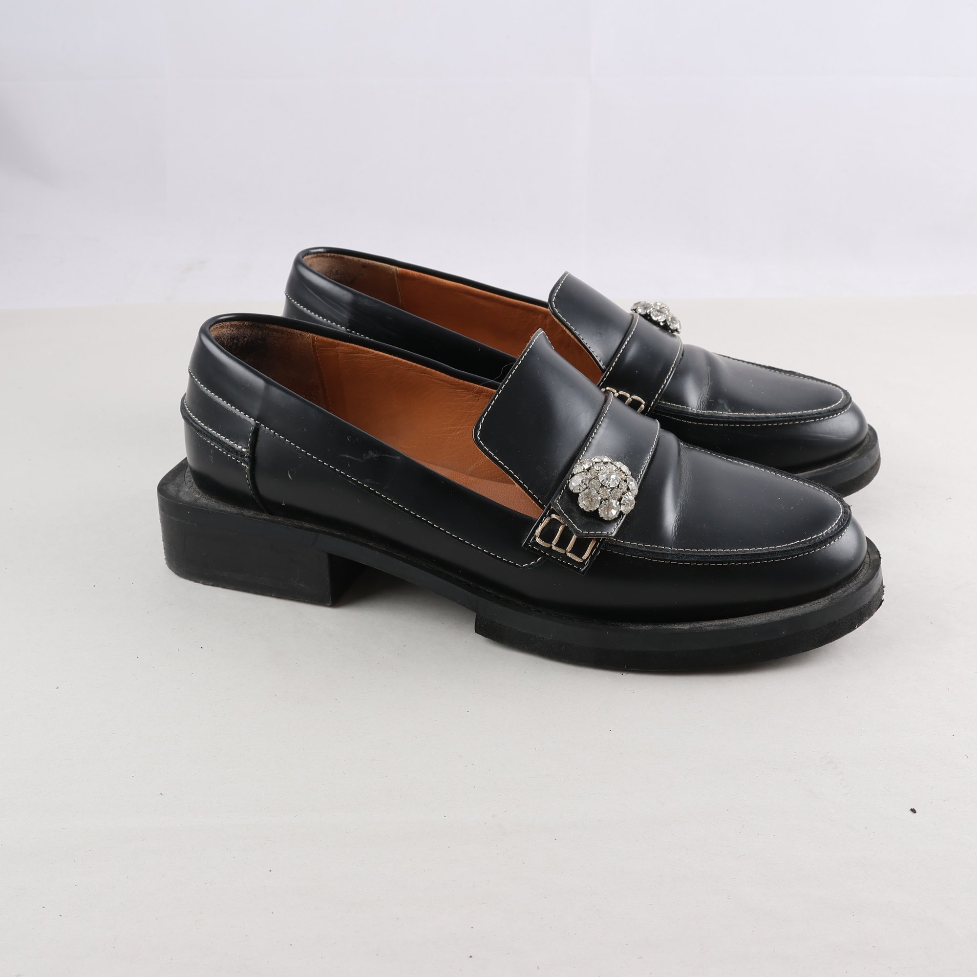 Loafers, Ganni, läder, stl. 39