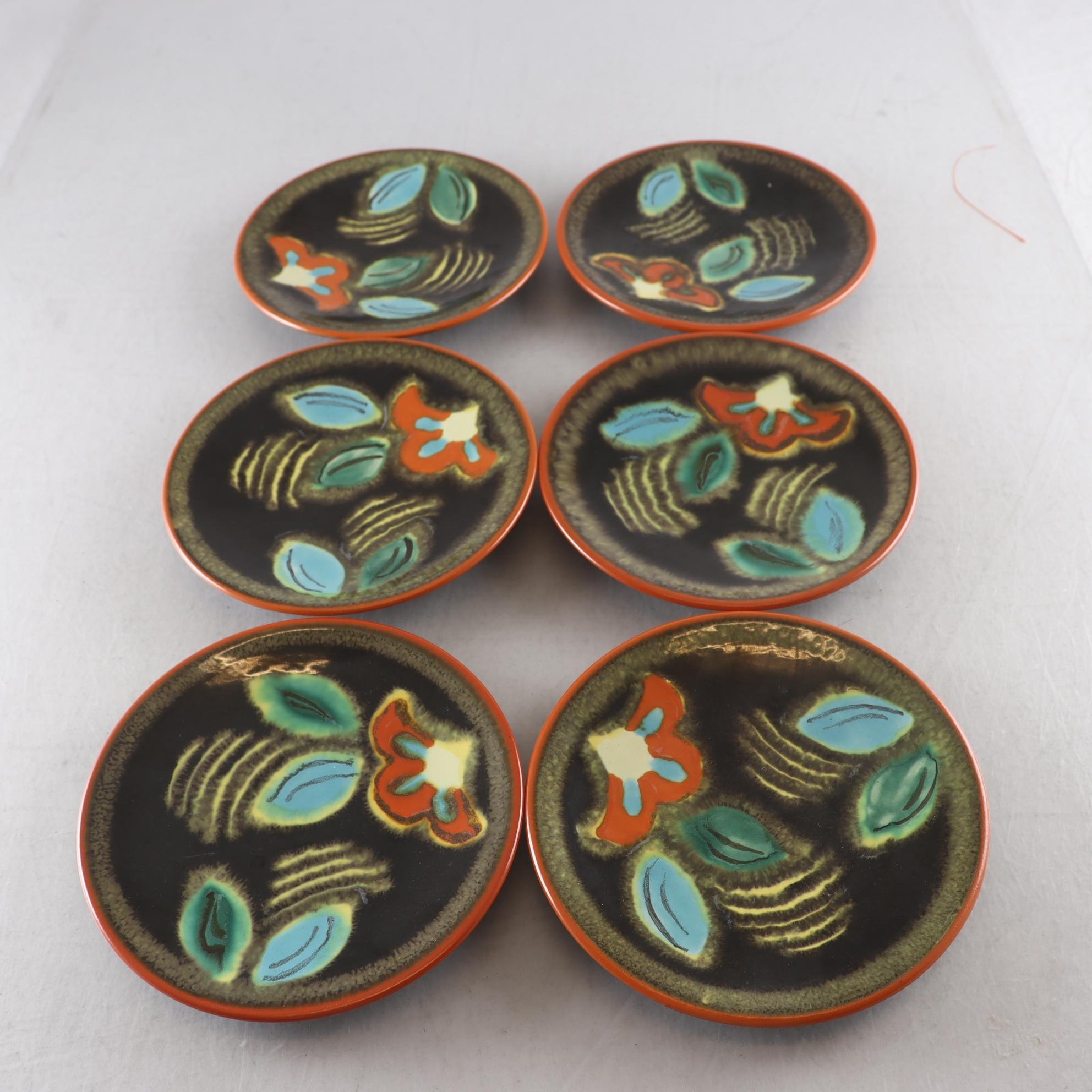 Assietter, retro, keramik, 6 st.