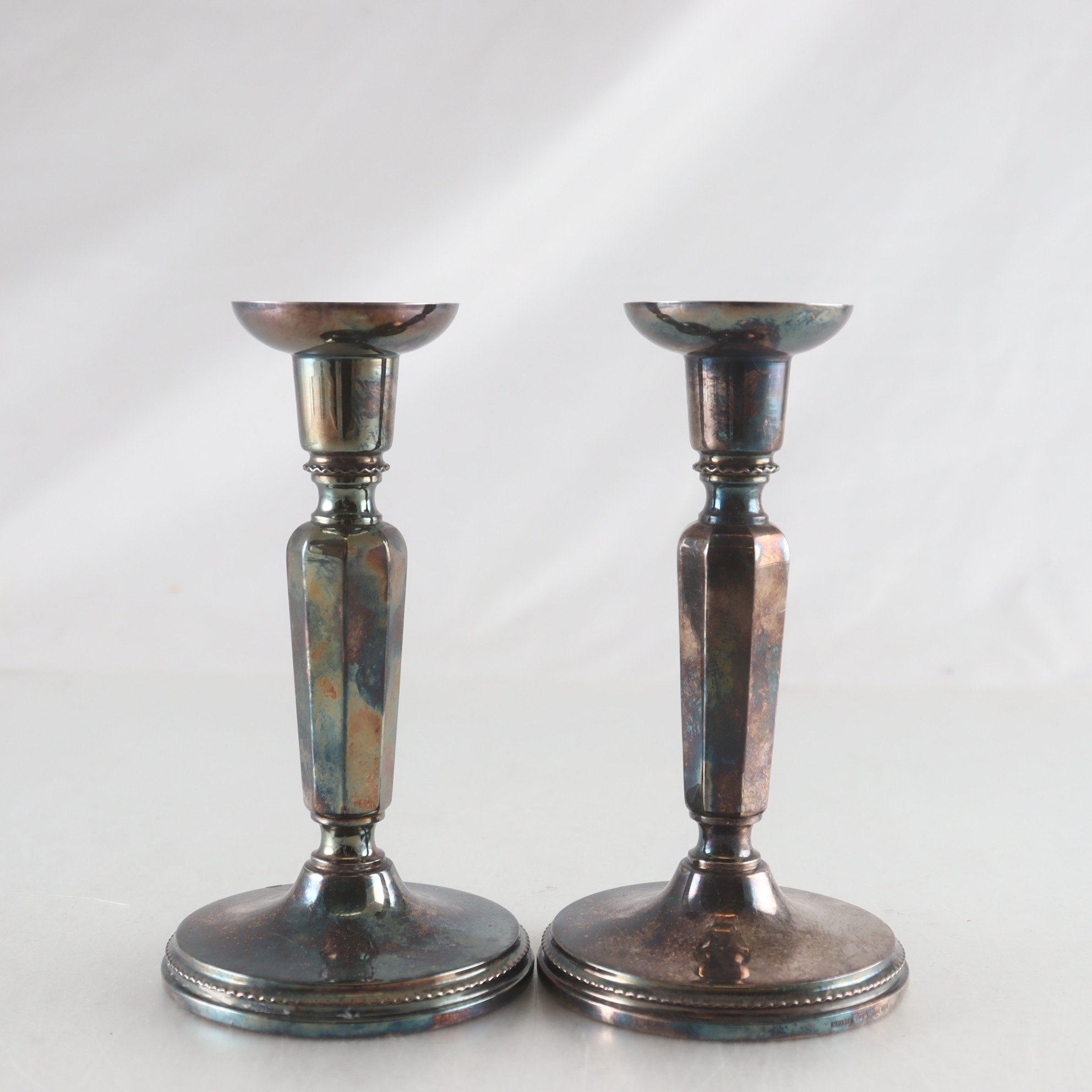 Ljusstakar, Silver, stämplade: kattfot, S, 2 st.