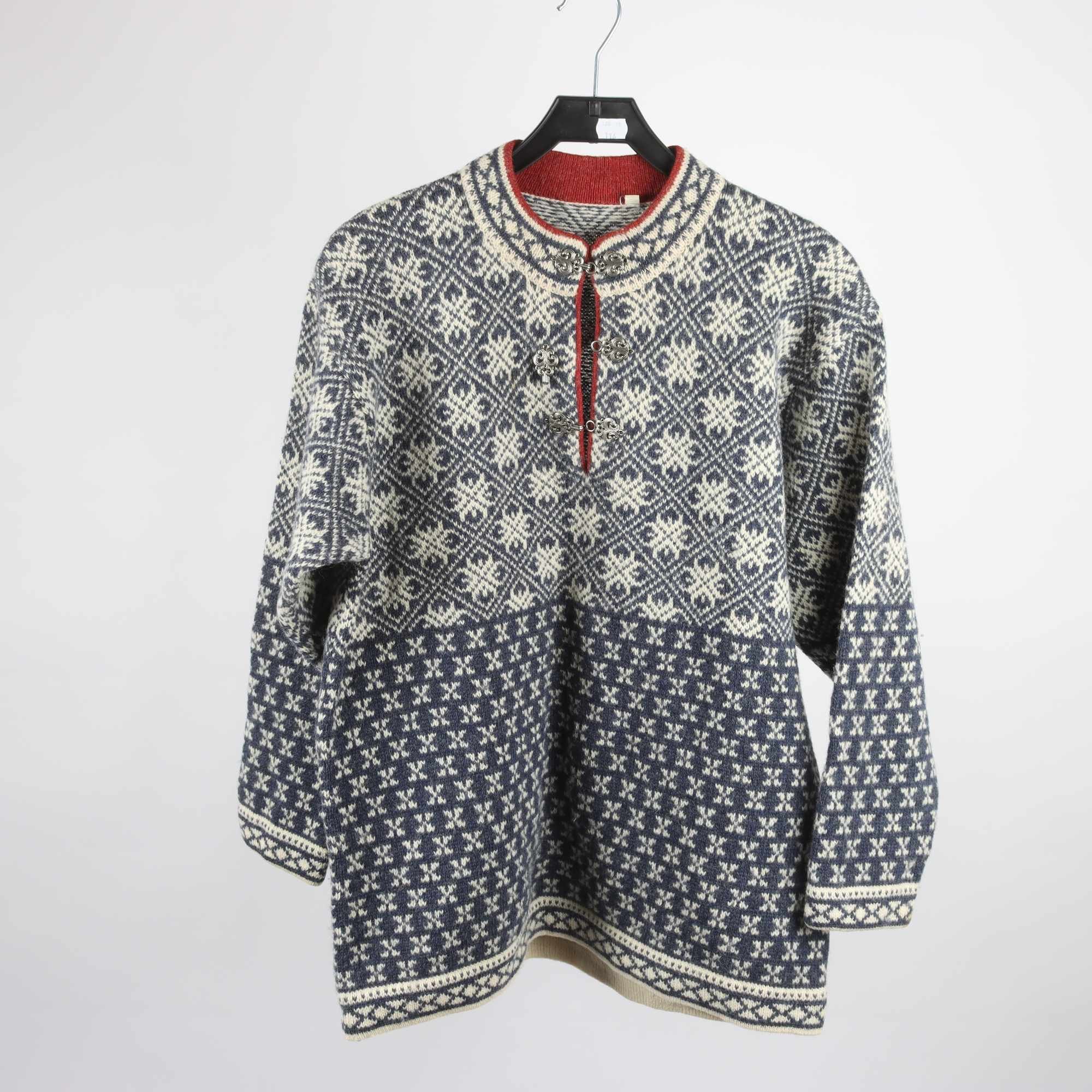 Tröja, Okänd, blå, vit, mönstrad, stl. 38/40