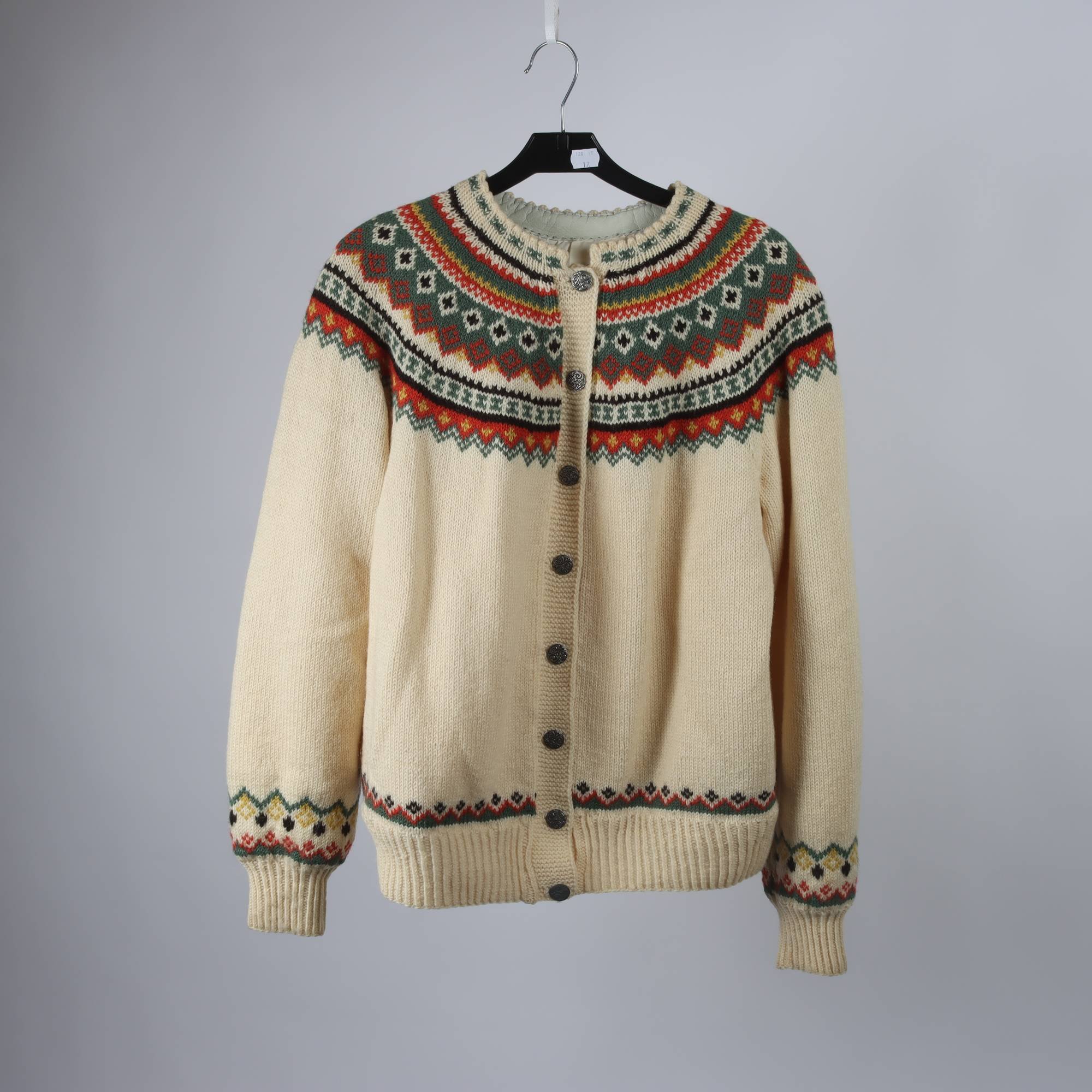 Kofta, Okänd, ljusbeige, mönstrad, stl ca. S/M