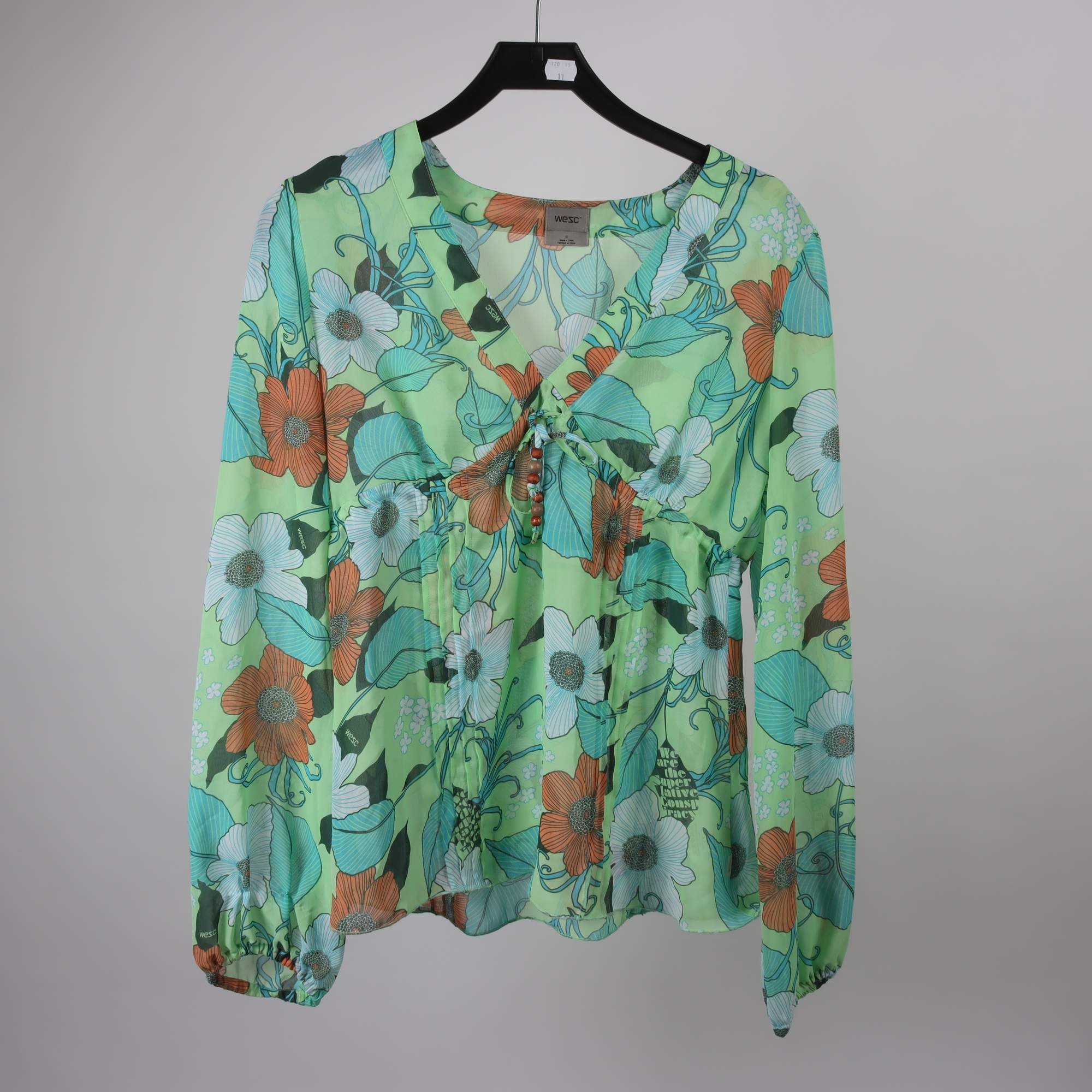 Blus, WESC, grön, mönstrad, stl. S