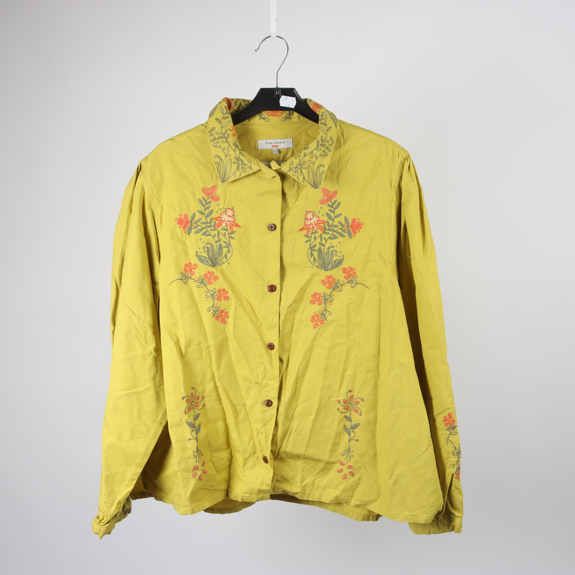 Blus, Nudie, grön, broderi, stl. M