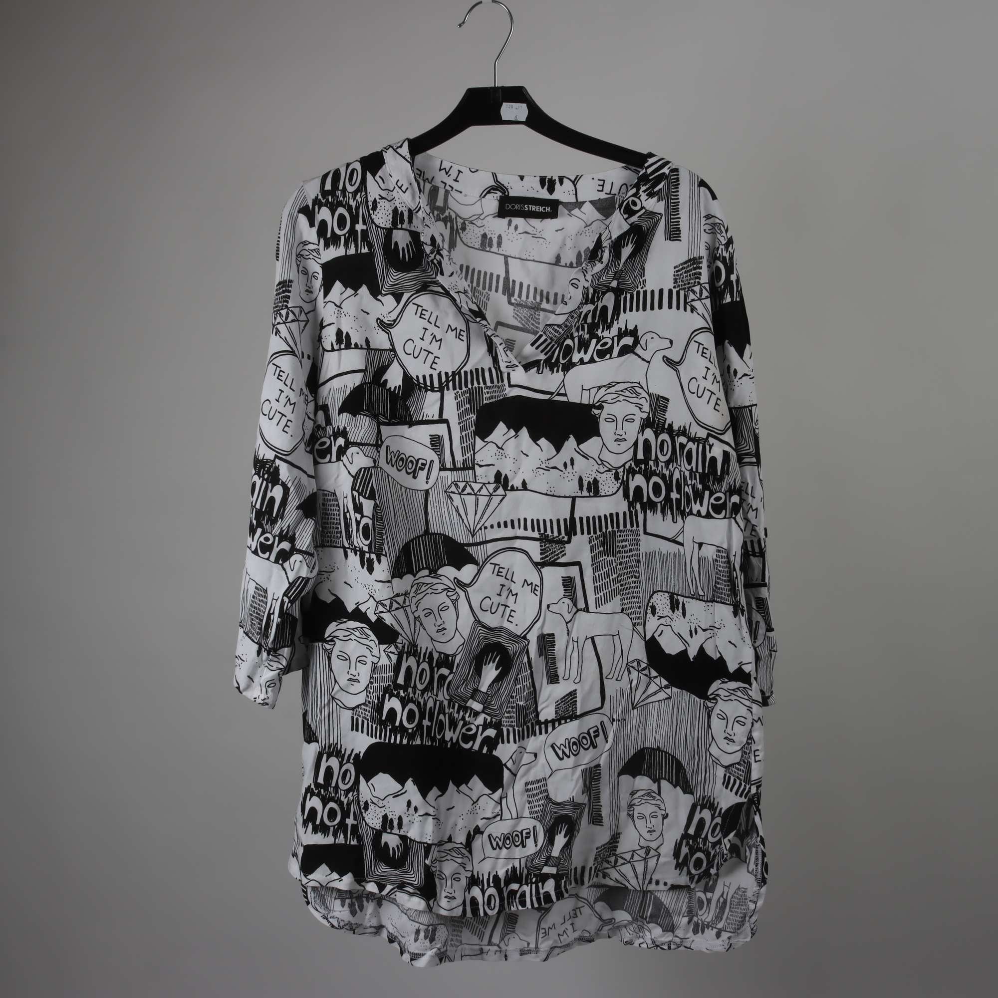 Blus, Doris Streich, svart, vit, mönstrad, stl. 38